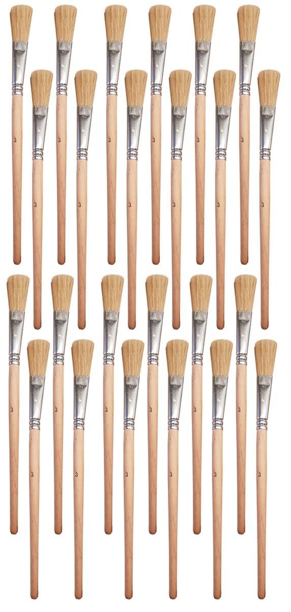 varivendo Malpinsel 24 Pinsel Emaillelack Gr 3 Borstenpinsel Weiß, (Set, 24 St., Emaillelackpinsel), Laminier Lackierpinsel Chinaborste Chinapinsel Flachpinsel Eckenpinsel