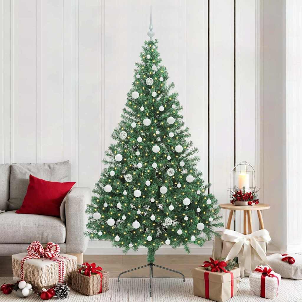 Künstlicher Weihnachtsbaum 210 cm Grün mit LED-Lichtern
