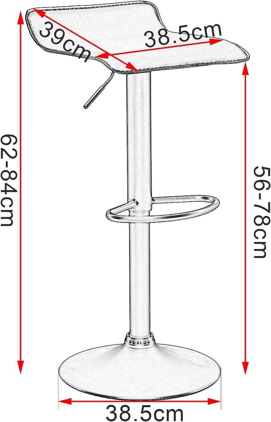 Woltu Barhocker (2 St), Barstühle höhenverstellbar drehbar Kunstleder Stahl