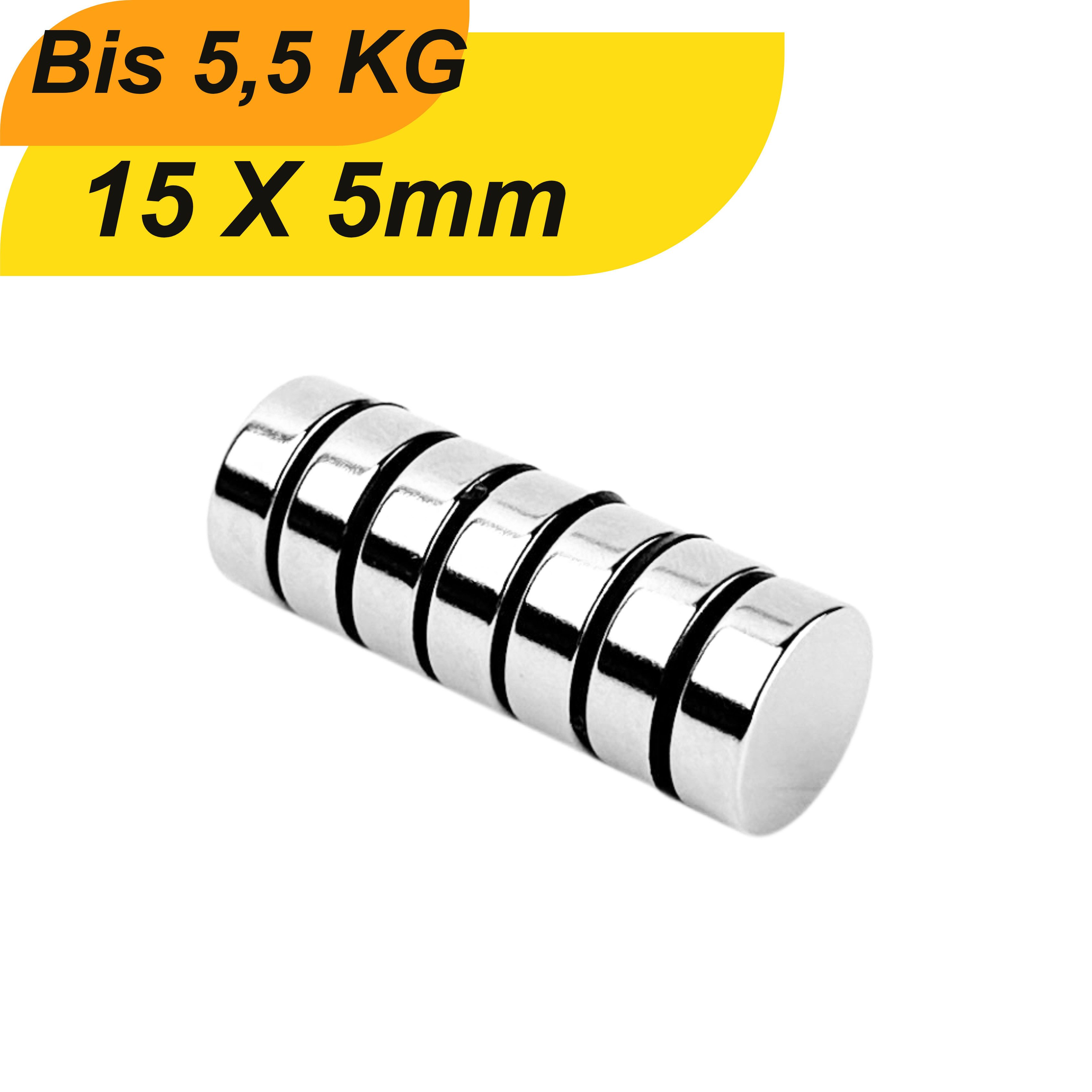 Magnet Neodym Magnet 15 x 5 mm Supermagnete hohe Haftkraft Scheibenmagnet