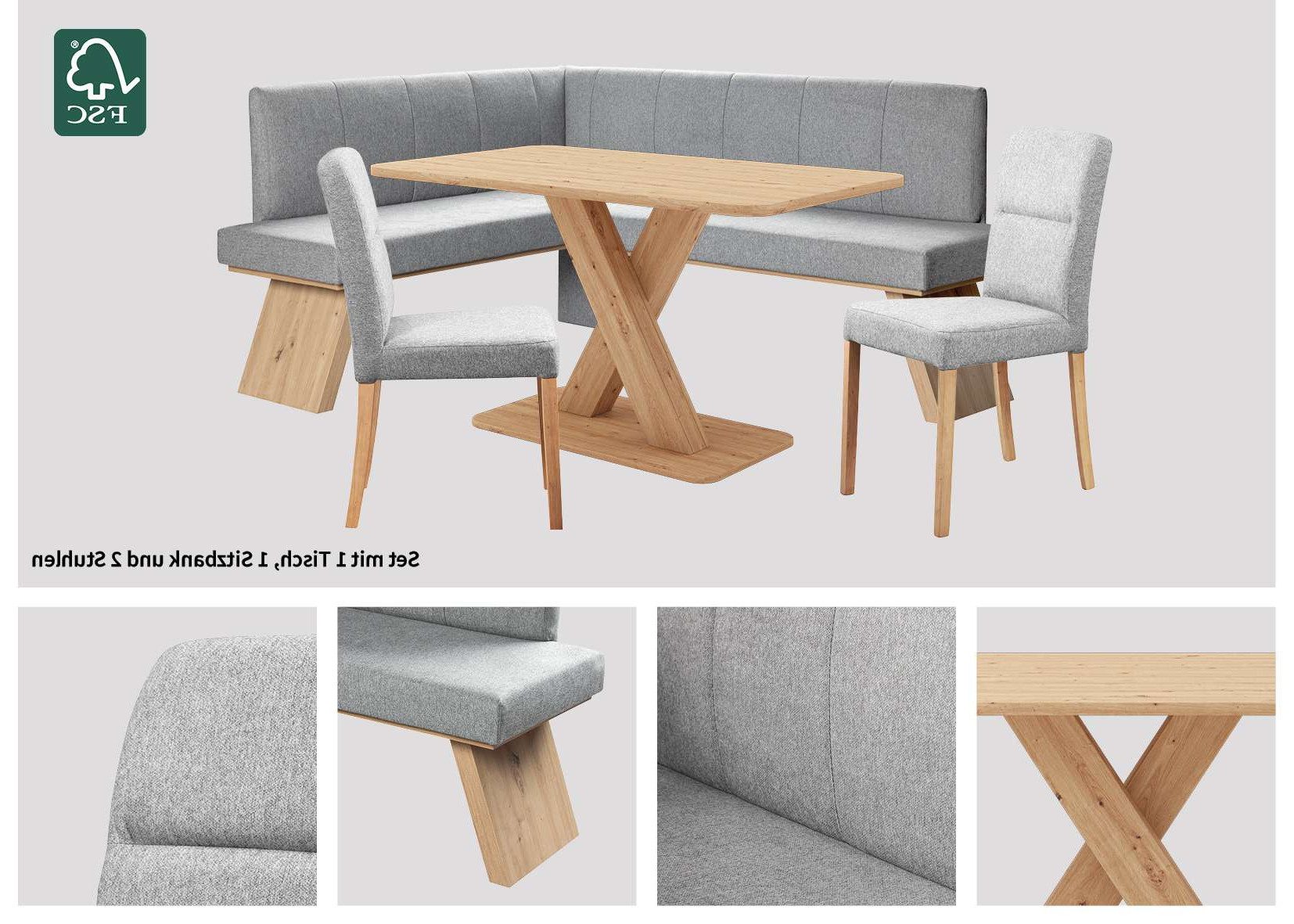 OTTO home Eckbankgruppe Nina, (Set, 4-tlg., 4er), Sitzgruppe Esszimmer Stühle Tisch und Bank bequem gepolstert