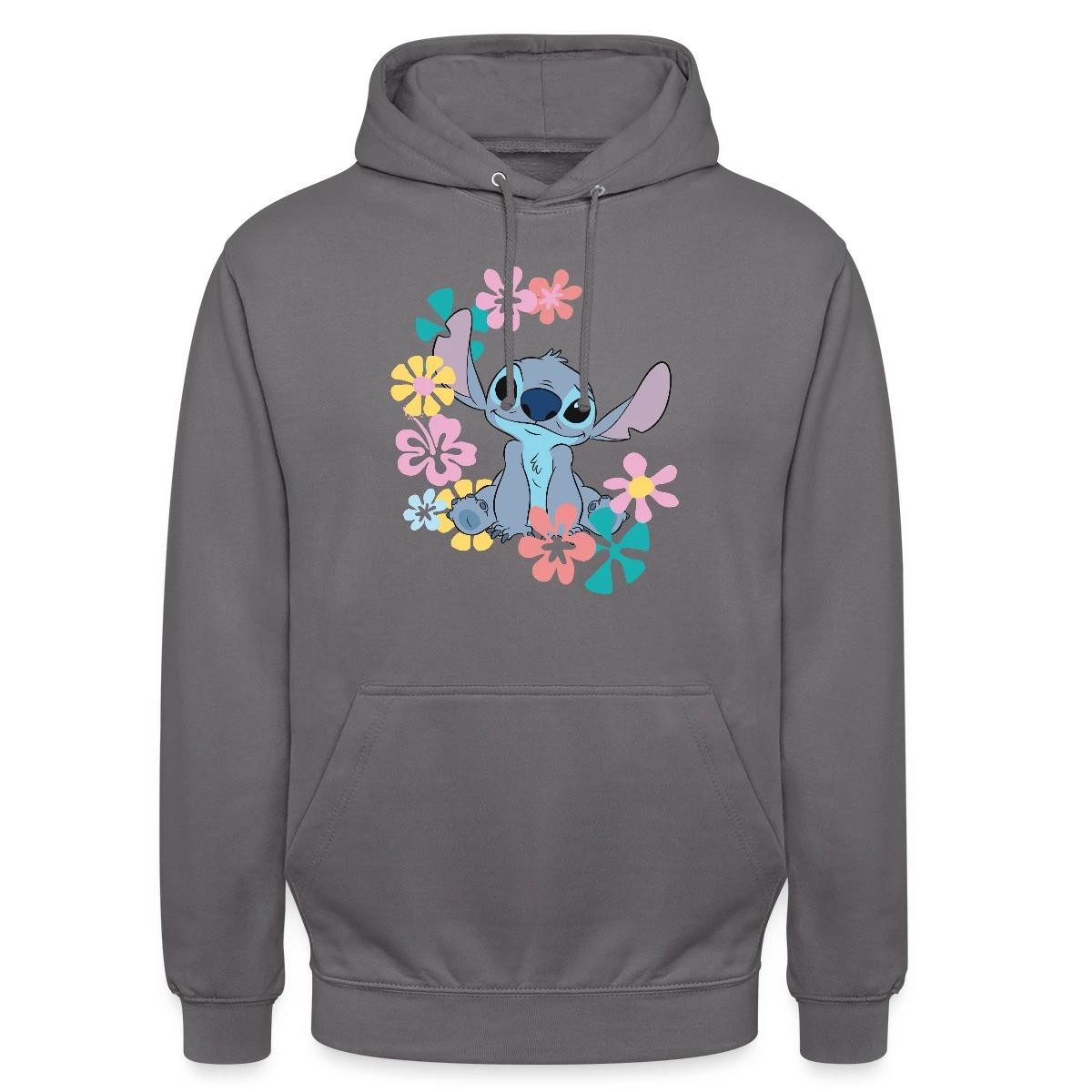 Hoodie Lilo & Stitch, Stitch Mit Hawaiianischen Blumen Unisex Hoodie