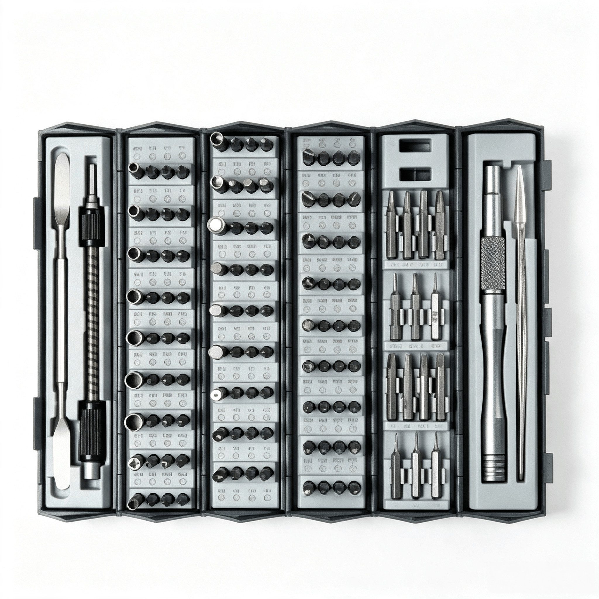 Luckice Präzisionspinzette 128-in-1 Präzisions-Schraubendreher-Set, fächerförmige Aufbewahrungsbox, für Handy, PC, Uhr & Brillen