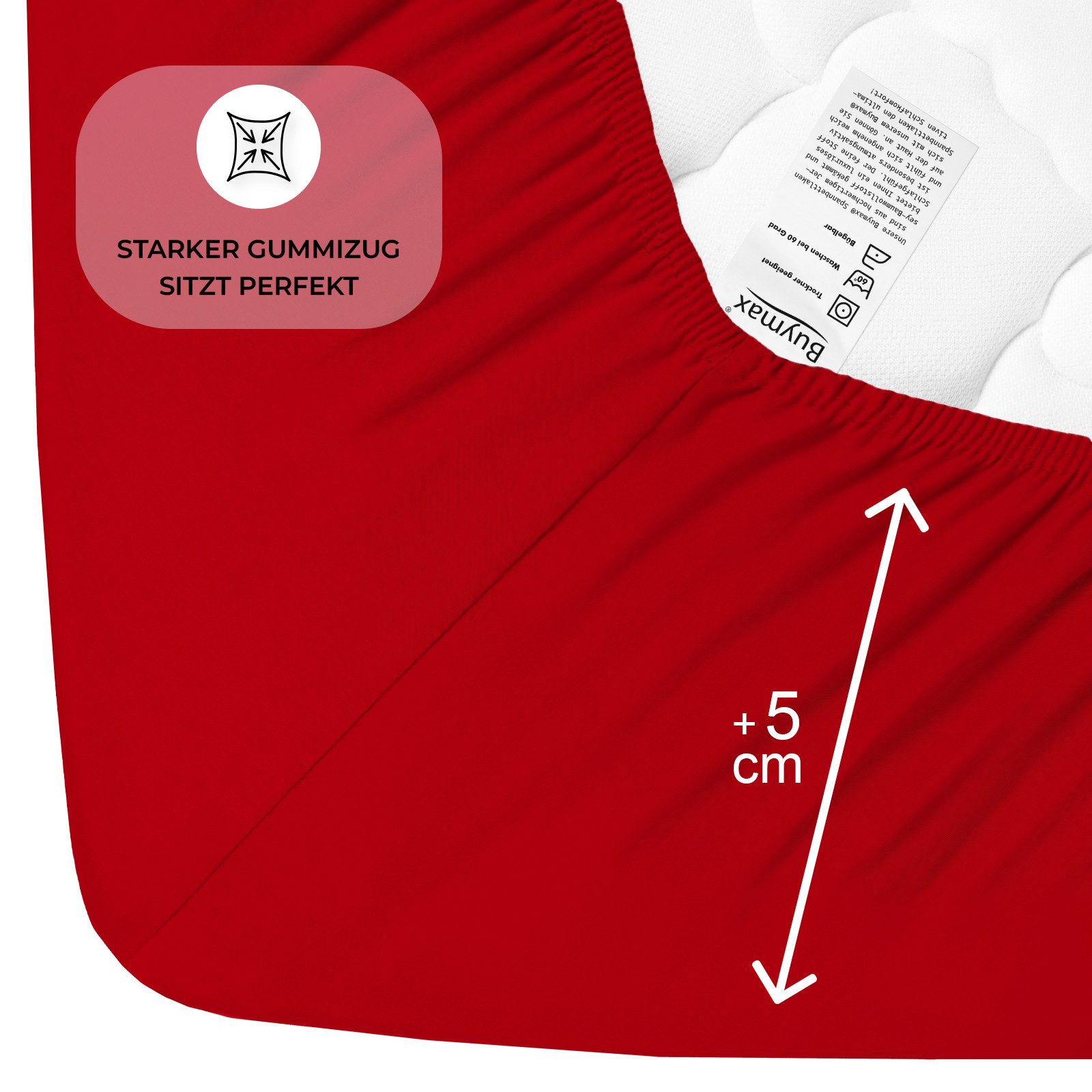 Buymax Spannbettlaken Buymax Jersey aus 100% Baumwolle, Jersey, Gummizug: Rundumgummi, (1 Stück), Pflegeleicht und Atmungsaktiv in Verschiedenen Farben und Größ – Bild 4 von 5