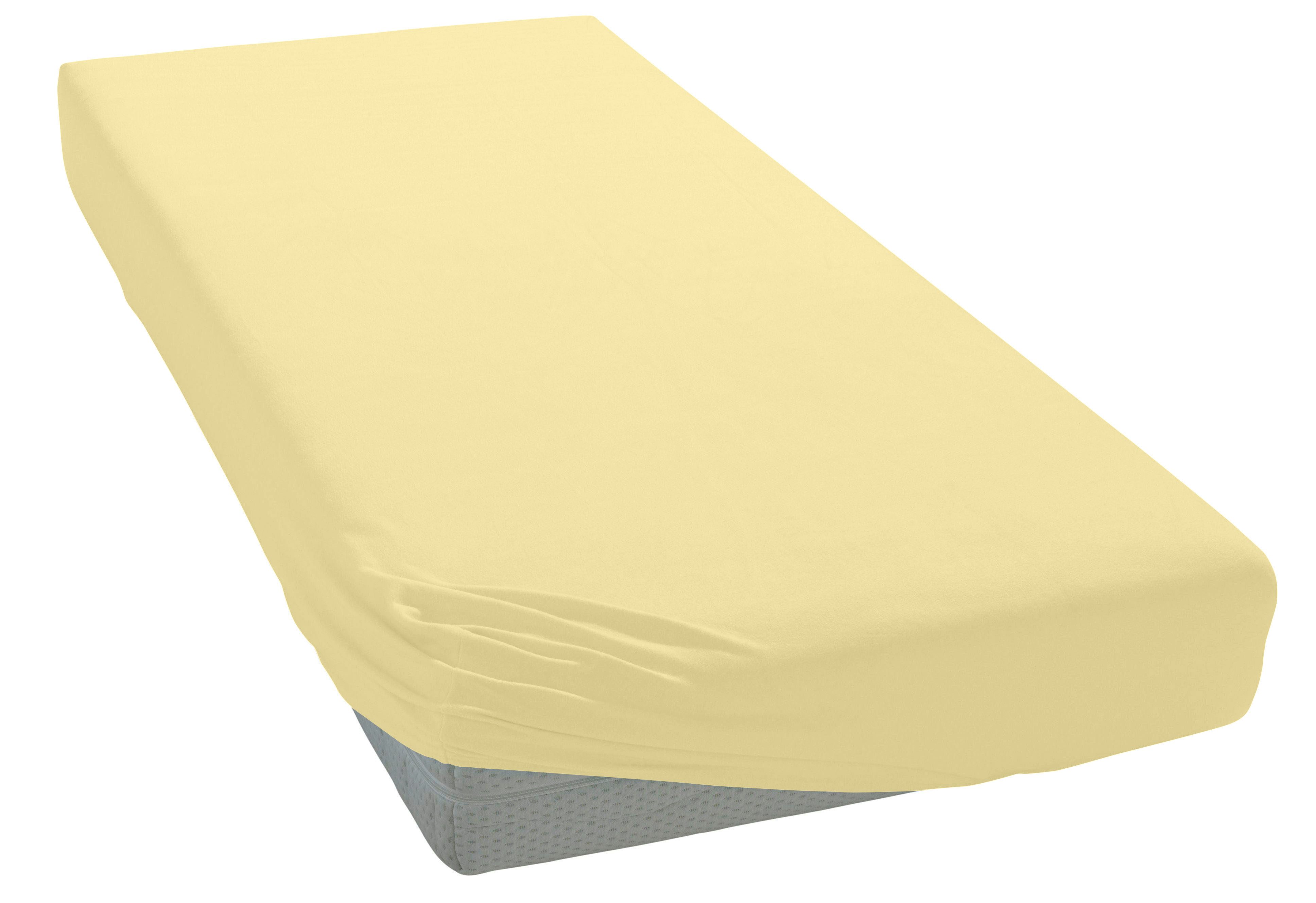 OTTO home Spannbettlaken Cremona in BASIC und PREMIUM Qualität, Baumwolle mit Elasthan, Jersey (145 g/m), Gummizug: rundum, (1 Stück), Jersey Bettlaken ab Größe 90x200 cm, Strapazierfähig und langlebig