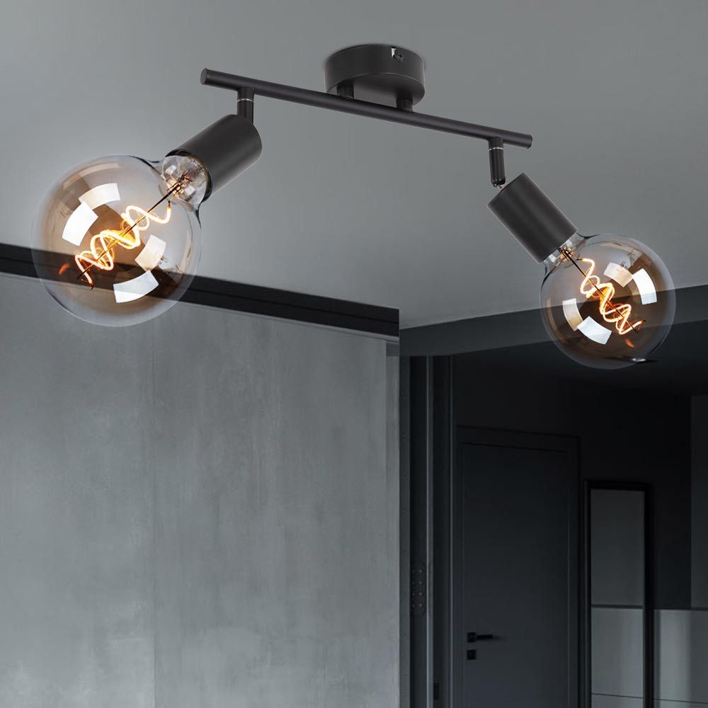 GLOBO LIGHTING LED Deckenleuchte, Leuchtmittel inklusive, Warmweiß, Deckenleuchte Spotlampe 2-Flammig LED Filament schwarz verstellbar