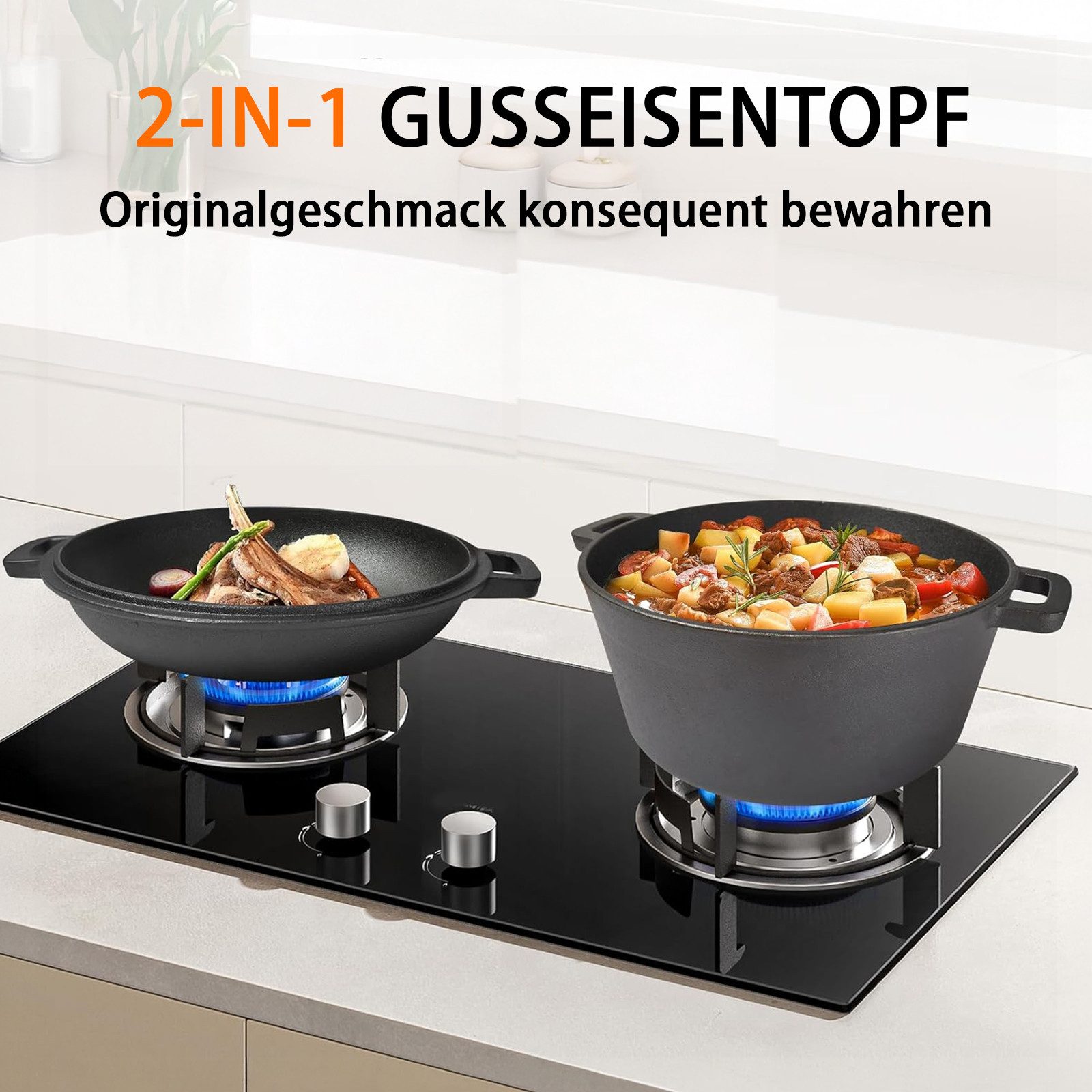 GLIESE Brotbackform Brotbackform 26cm Gusseisen Topf Brot Backen, für alle Herdarten, Backöfen & Grills, Temperaturbeständig bis 450°C – Bild 4 von 5