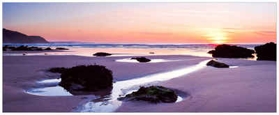 Wallario Glasbild, Sonnenuntergang am einsamen Strand, in verschiedenen Ausführungen