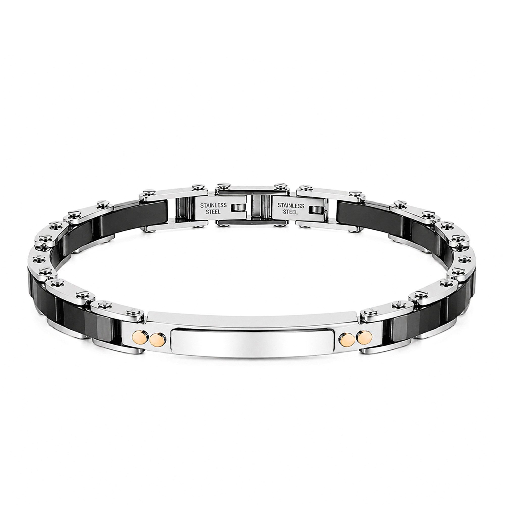 UNIQAL.de Edelstahlarmband Unisex PRIMO KERAMIK BLACK – Keramik & Edelstahl, klare Business-Optik (mit reduzierter Ästhetik, klarer Formensprache und souveränem Auftritt, inkl. Schmuckverpackung), hautfreundlicher 316L Edelstahl, wasserbeständig, verstell