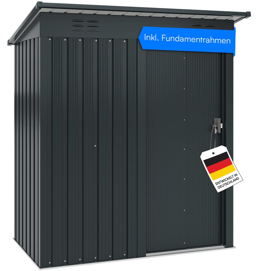 STEELSØN Gerätehaus Talonix aus Metall mit Pultdach, BxT: 164x75 cm, Geräteschuppen mit Fundamentrahmen, Gerätehaus wetterfest
