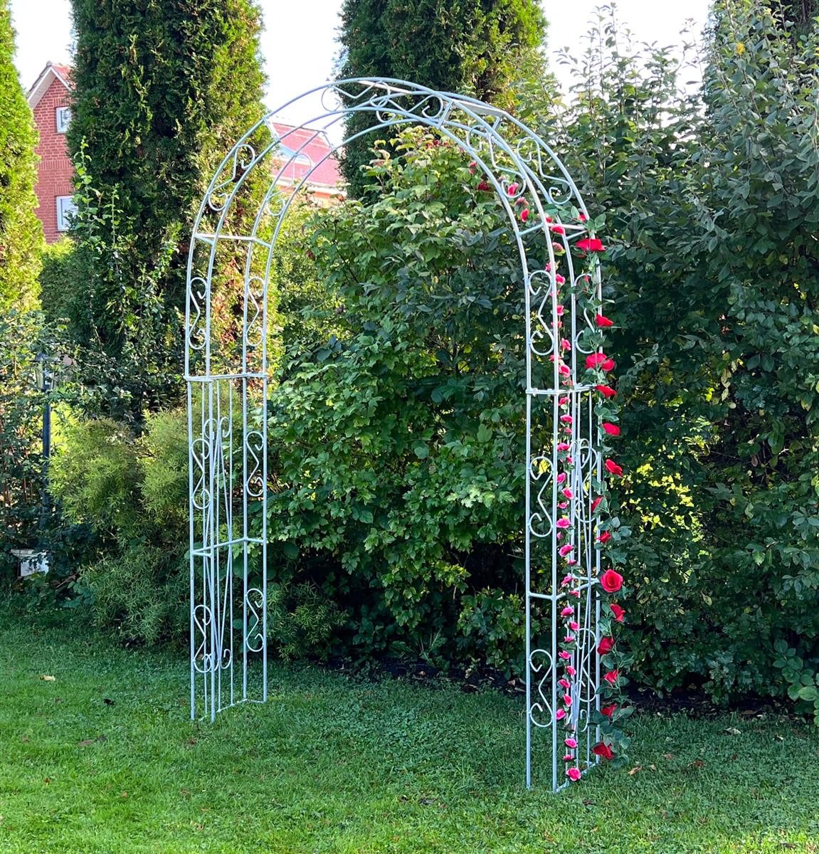 DanDiBo Rosenbogen Metall Verzinkt Massiv 140 cm Torbogen 96522 Wetterfest Rundbogen, verzinkt