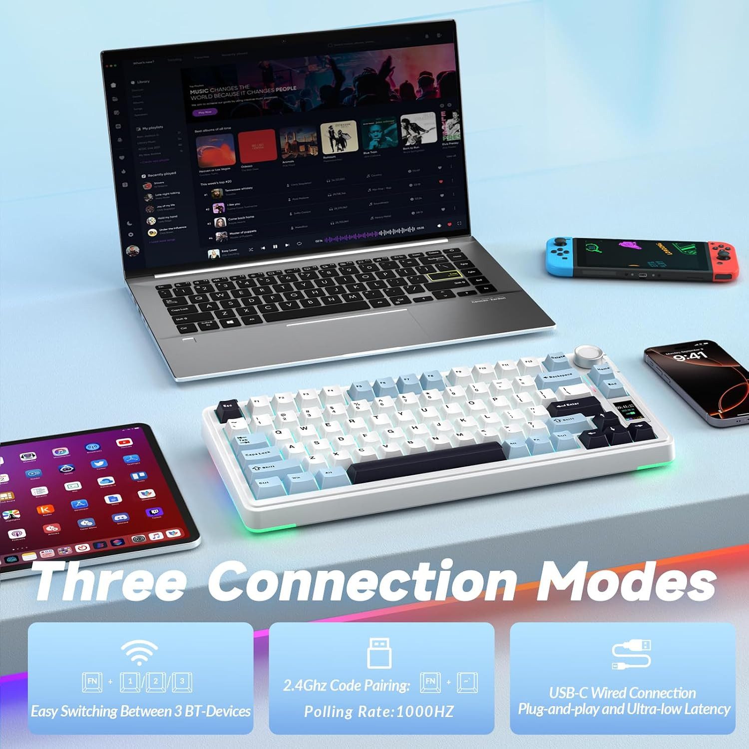 nsihing AULA S75 PRO Mechanische Tastatur, 75%, Hot Swap, Knopf, RGB Gaming-Tastatur – Bild 4 von 5
