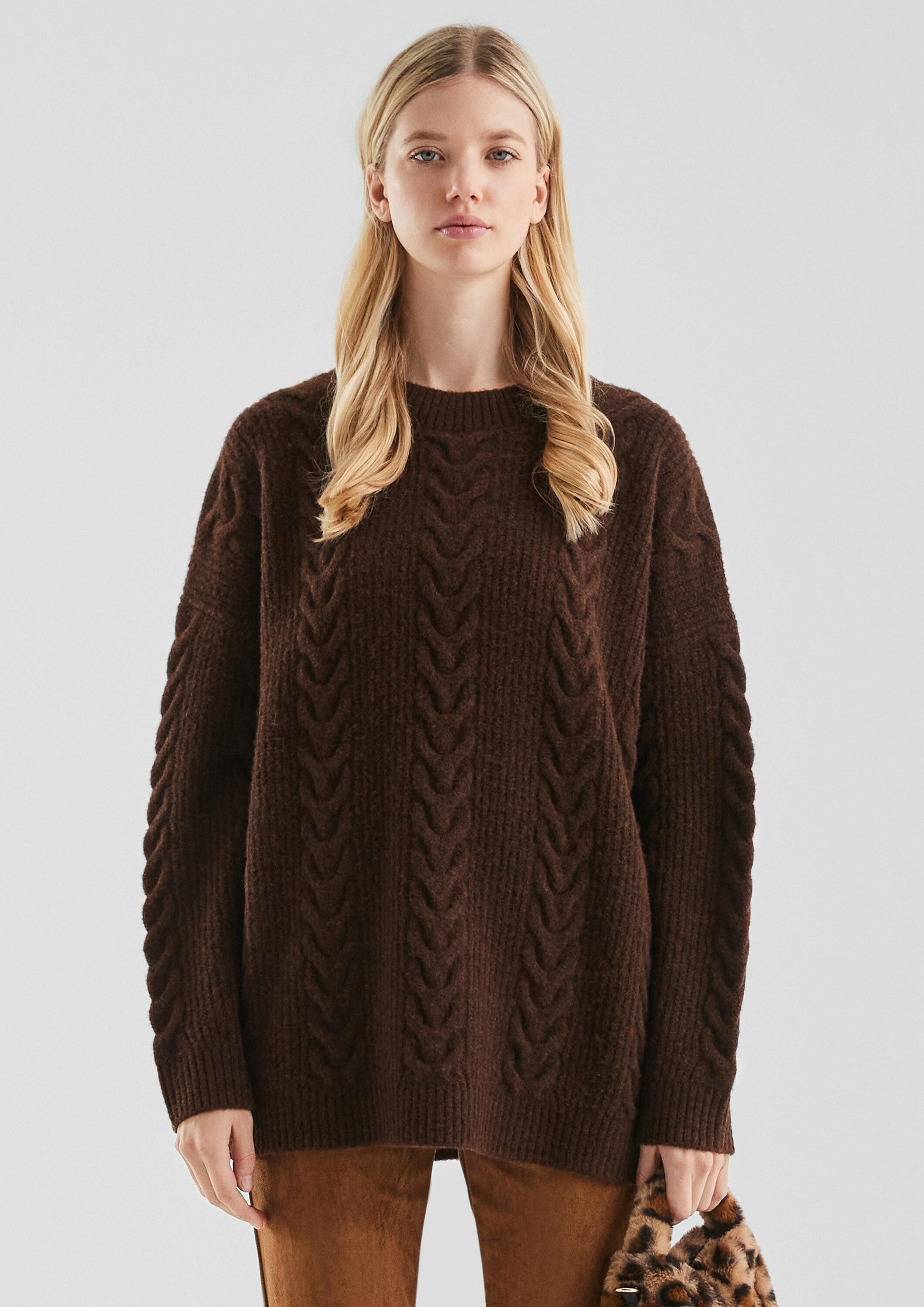 QS Longpullover Strickpullover Weicher oversize Zopfpullover günstig online kaufen