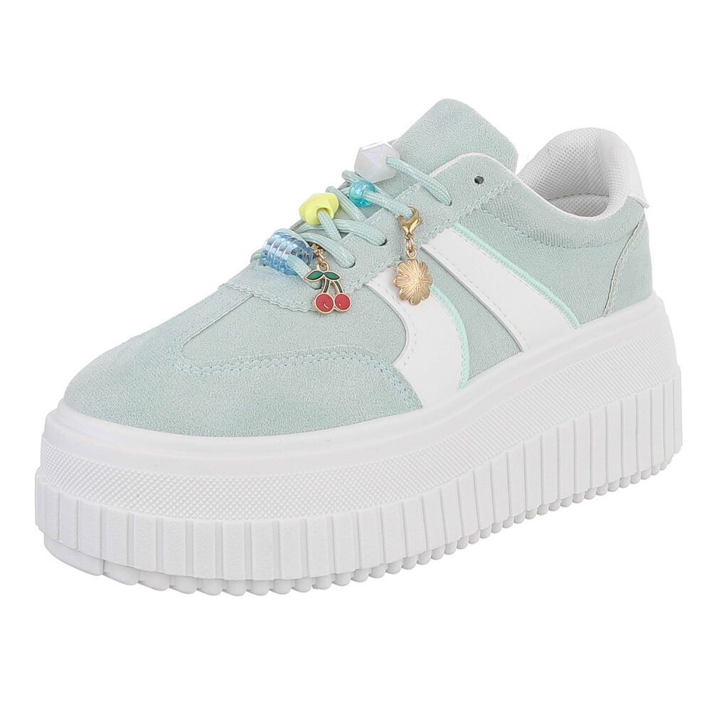 Ital-Design Plateausneaker mit verspielten Details für Damen Sneaker (91409132) Keilabsatz/Wedge Sneakers Low in Hellgrün