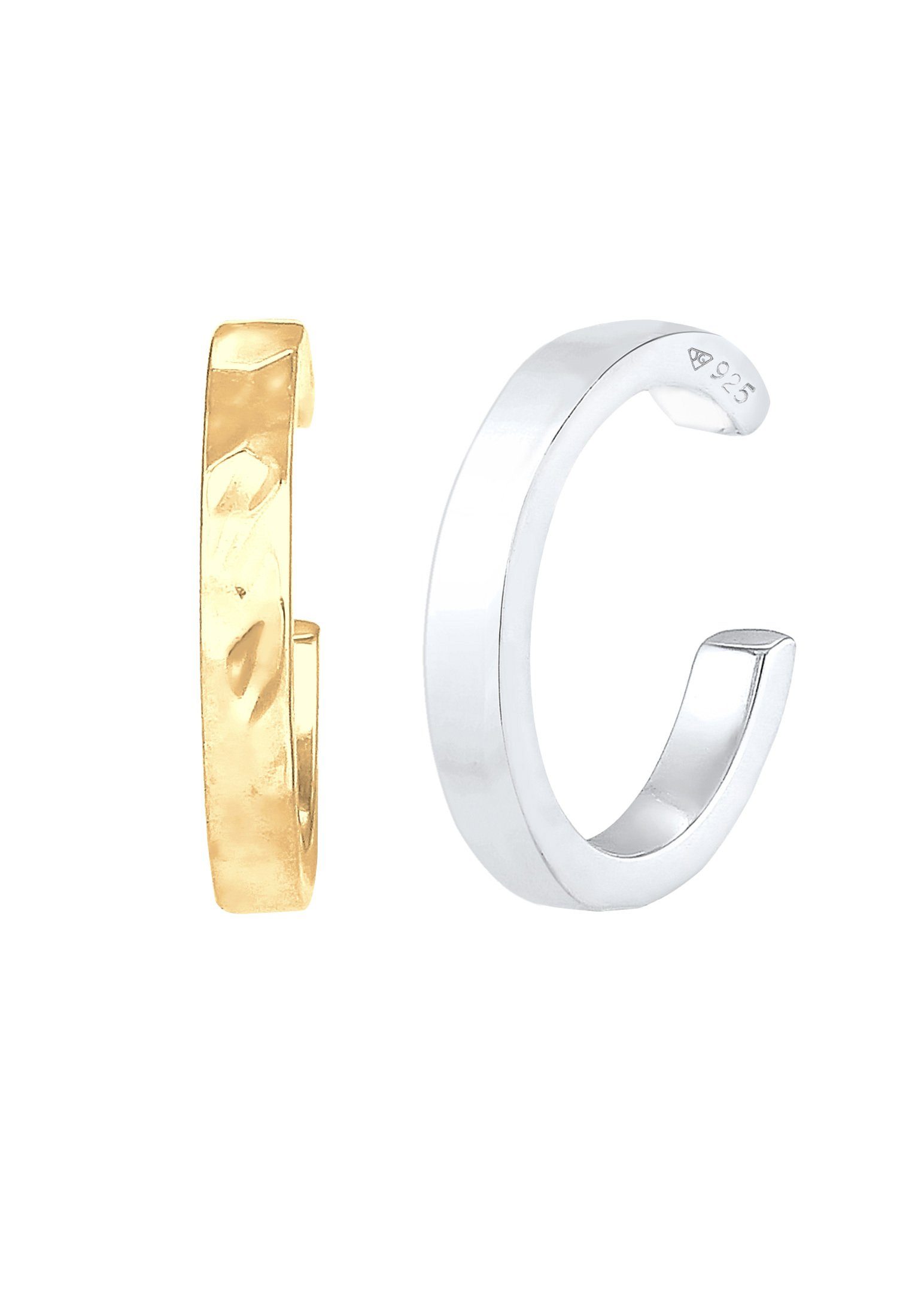Elli Paar Ohrhaken Earcuff Set Organic Look 925 Silber