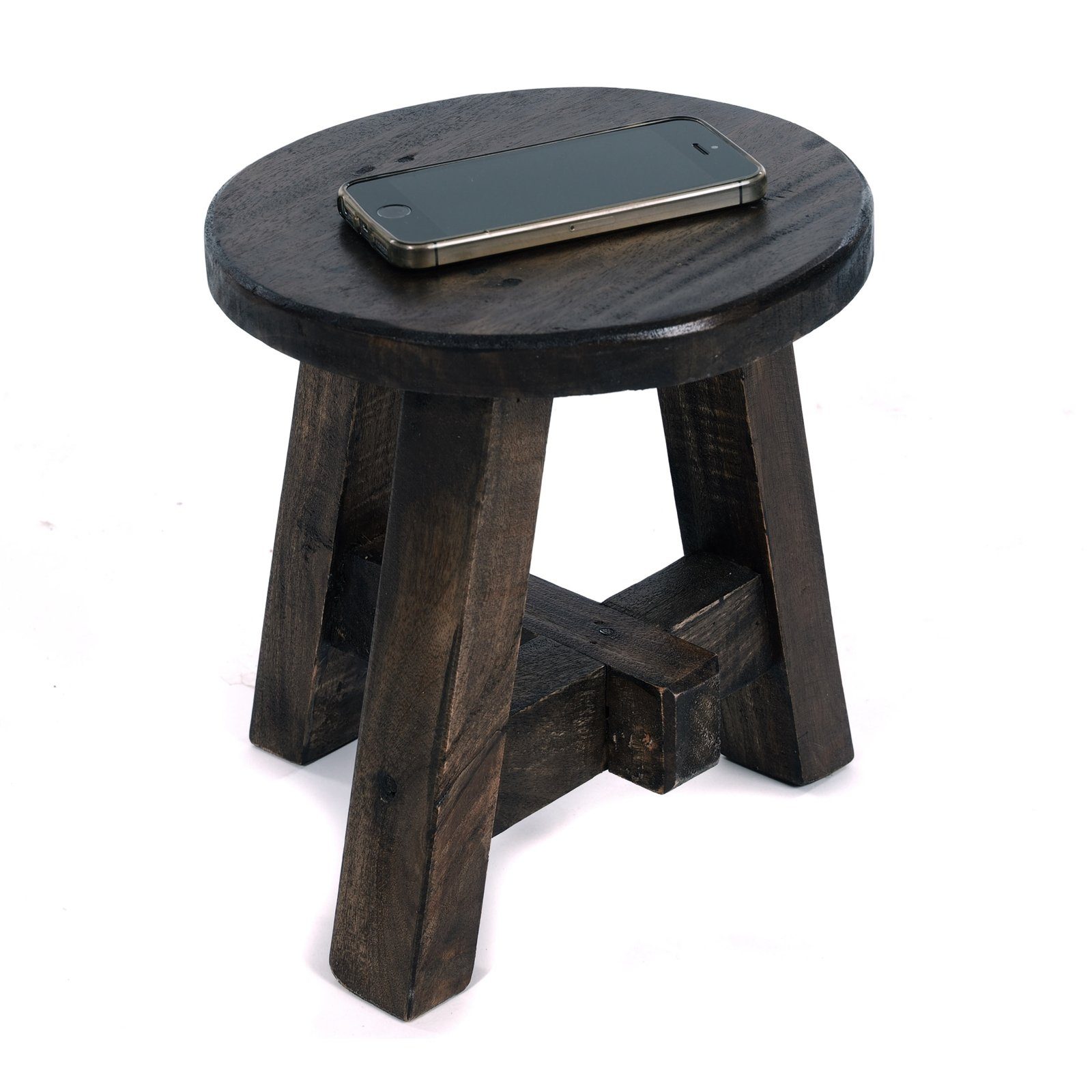 DESIGN DELIGHTS Hocker DEKO HOCKER "BERN", rund, 23,5x20,5 cm (HxB), Altholz massiv, Scheme