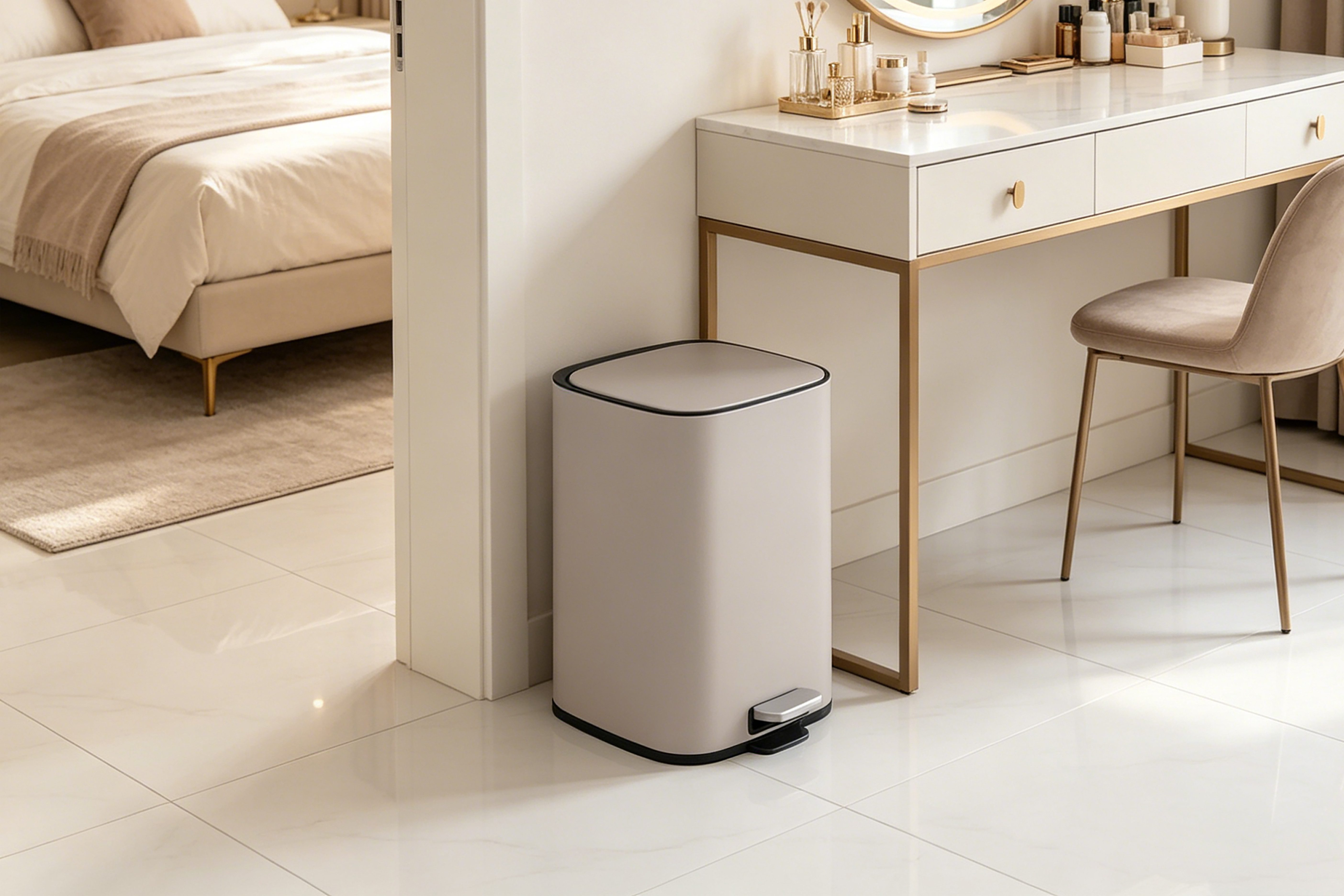 OTTO home Mülleimer Keenna, Soft Close, mit verstecktem Griff, Treteimer für Küche oder Bad, Abfalleimer mit Deckel