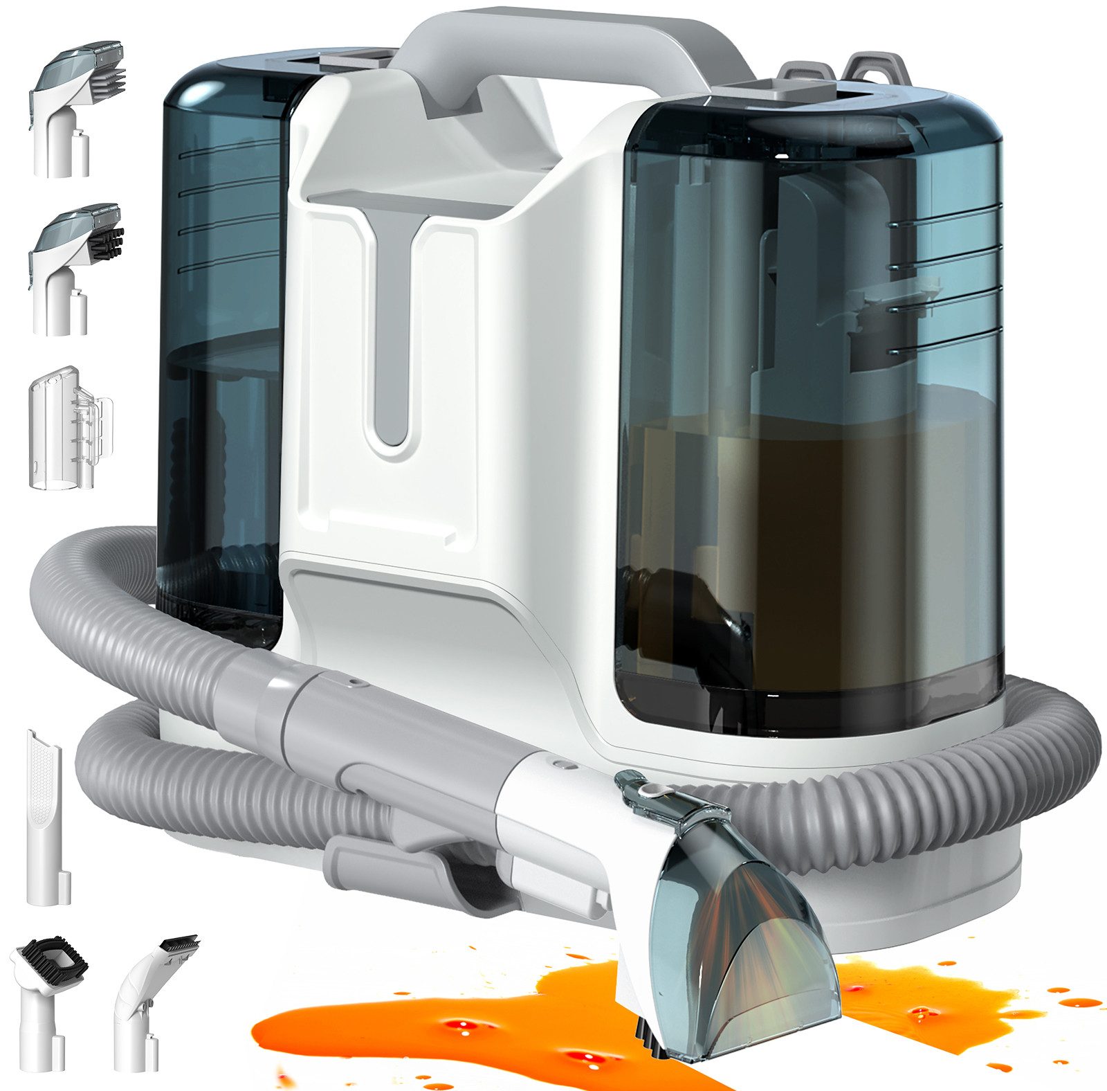 Luckice Teppichreinigungsgerät Bodenschrubber, Nasssauger, Reinigungsmaschine, Geeignet für Sofas,Teppiche, 450W,11000Pa,1.8L