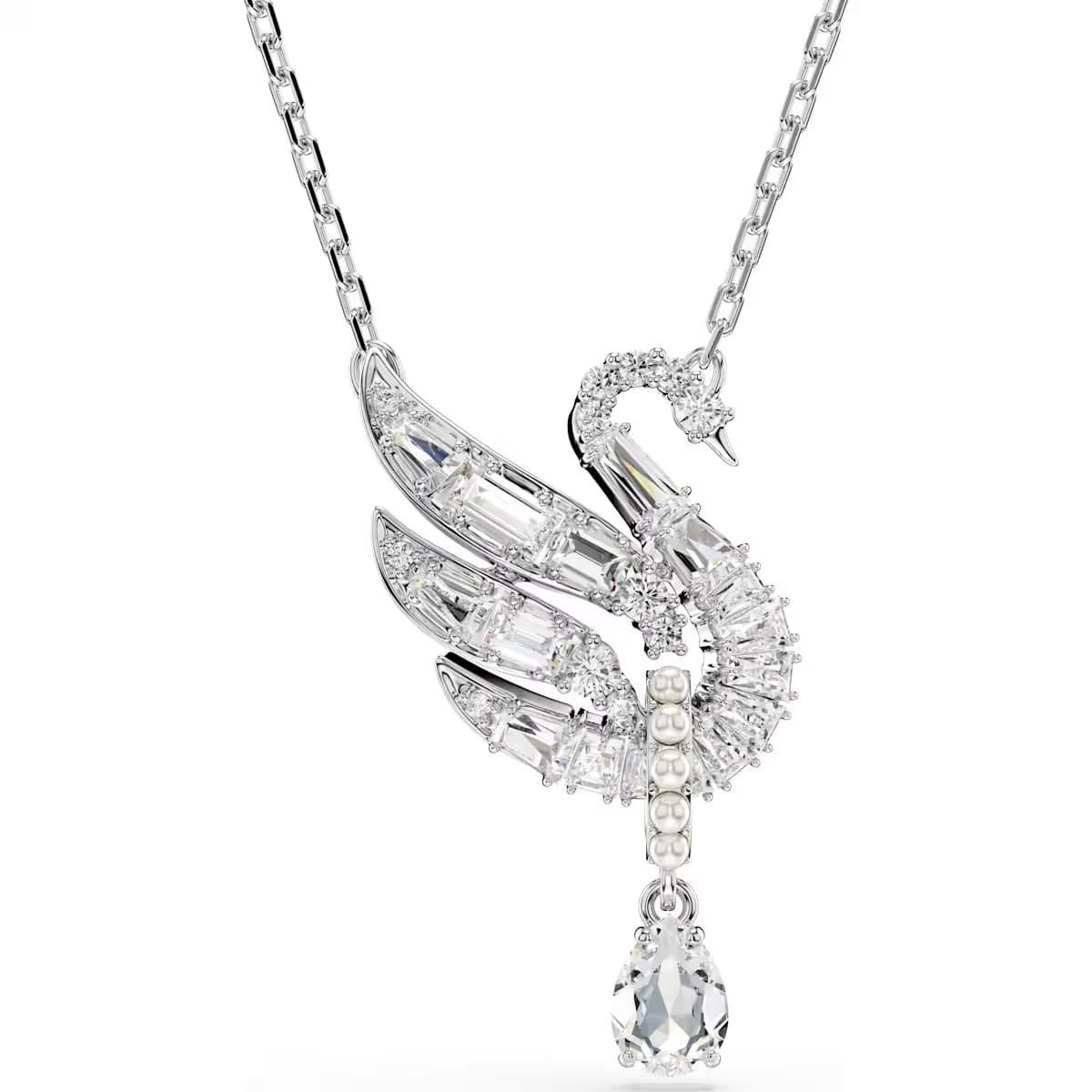 Swarovski Kristallanhänger Swarovski Swan Vienna Anhänger 5723387 Rhodiniert Schwan Weiß (1-tlg)