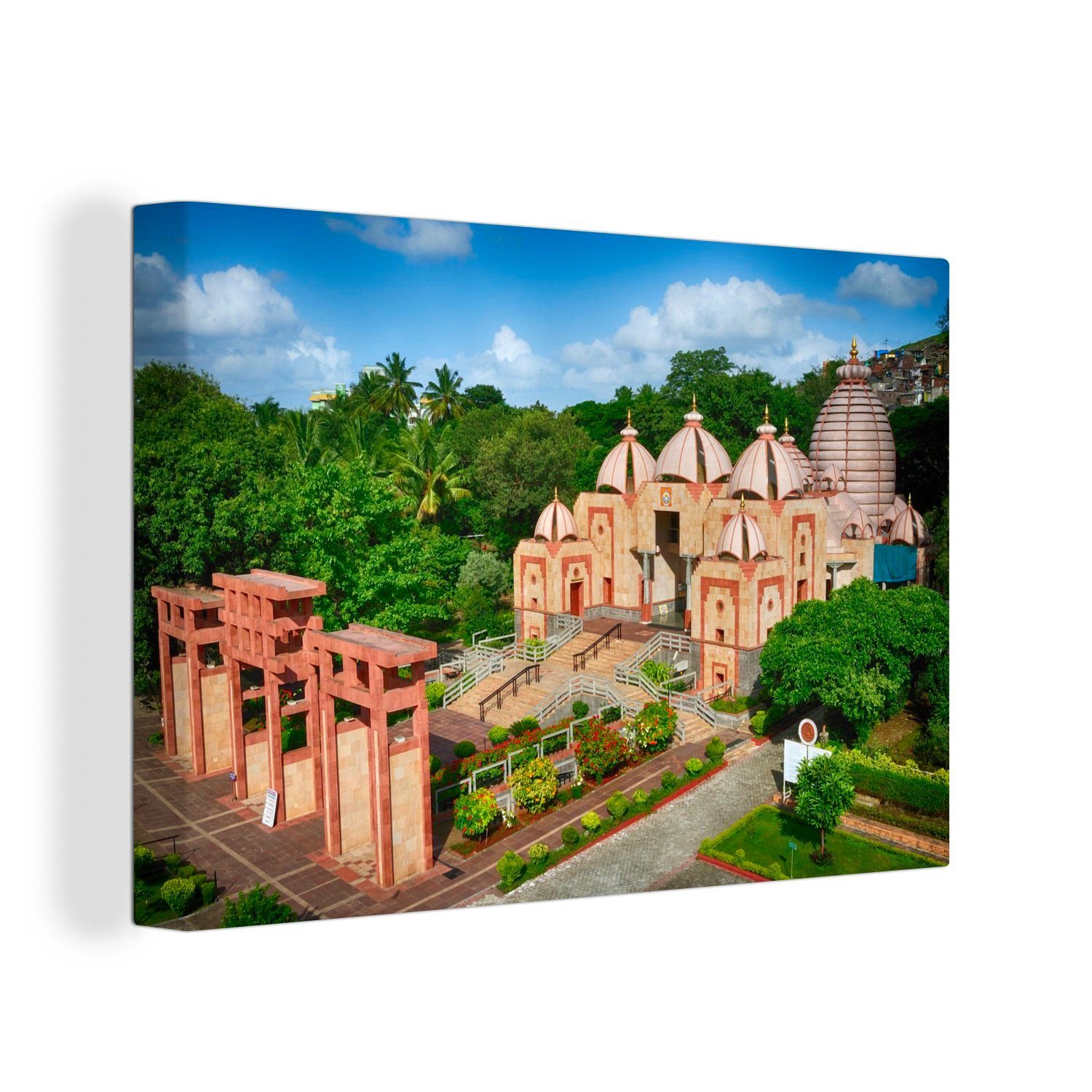 Aufhängefertig, OneMillionCanvasses® Sri Stadt indischen in Pune, Wandbild 30x20 Leinwandbild Math Ramakrishna cm (1 Wanddeko, Chennai-Tempel St), der Leinwandbilder,