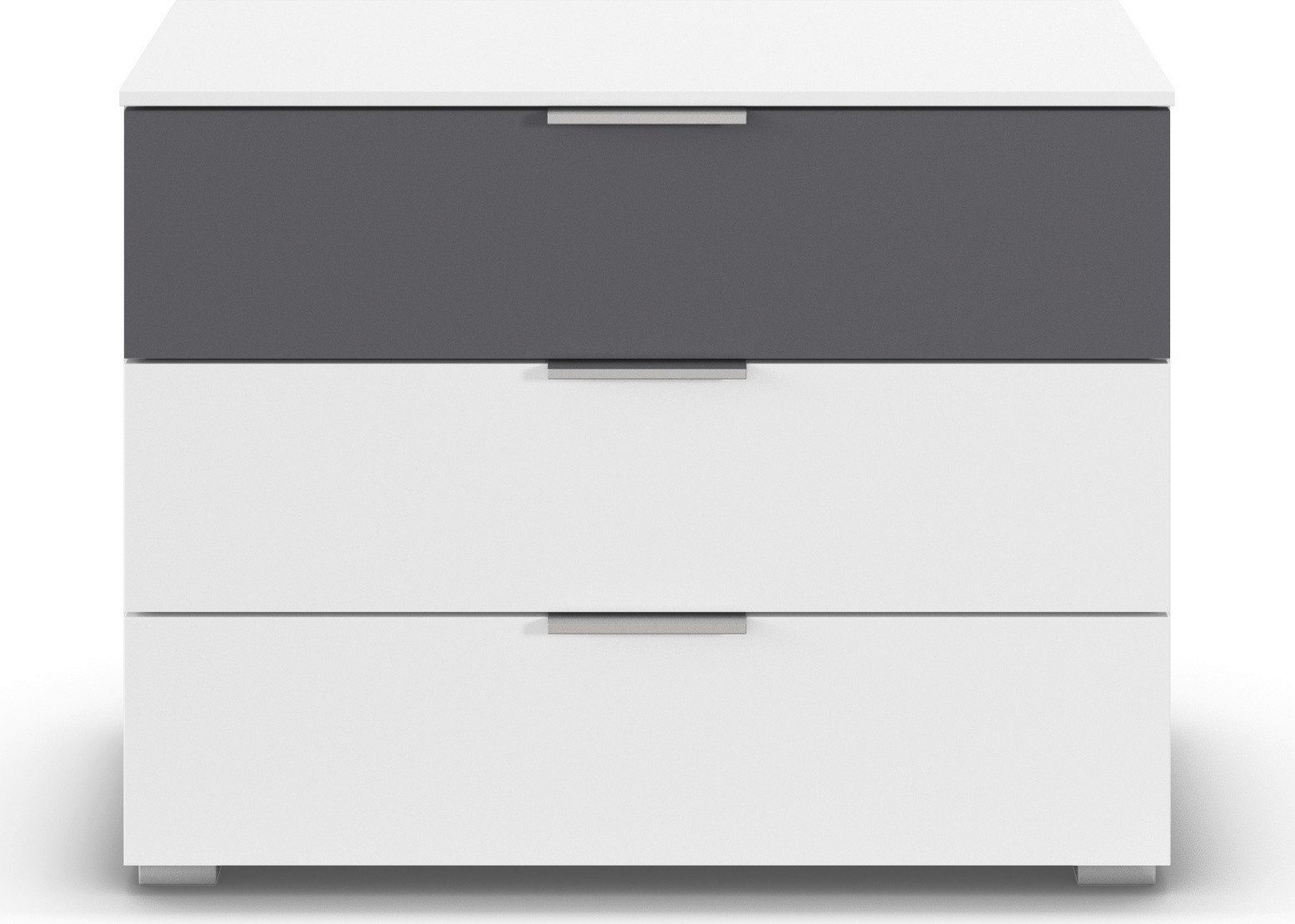 OTTO home Schubkastenkommode Kommode Sideboard Schubladenkommode Schlafzimmerkommode ASTANA (Breite 80 cm / Höhe 61 cm), mit 3 geräumigen Schubladen, Kantengriff in Alufarben MADE IN GERMANY