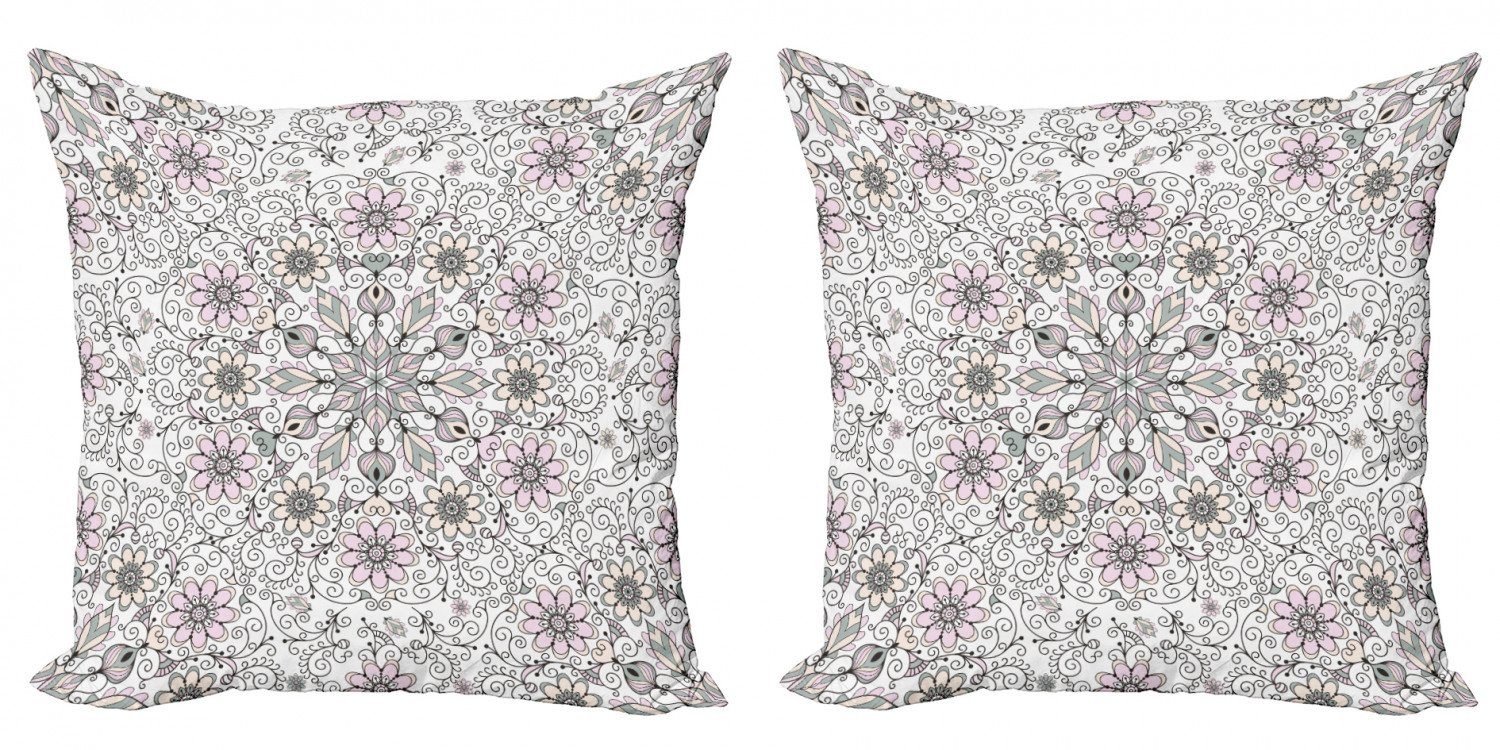 Kissenbezüge Modern Accent Ethnisch Blumen-Strudel Doppelseitiger (2 Stück), Abakuhaus Deckchen Stil Digitaldruck