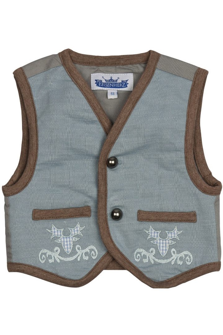 P.Eisenherz Trachtenkleid Babyweste - GEWEIH - hellblau/grau/braun