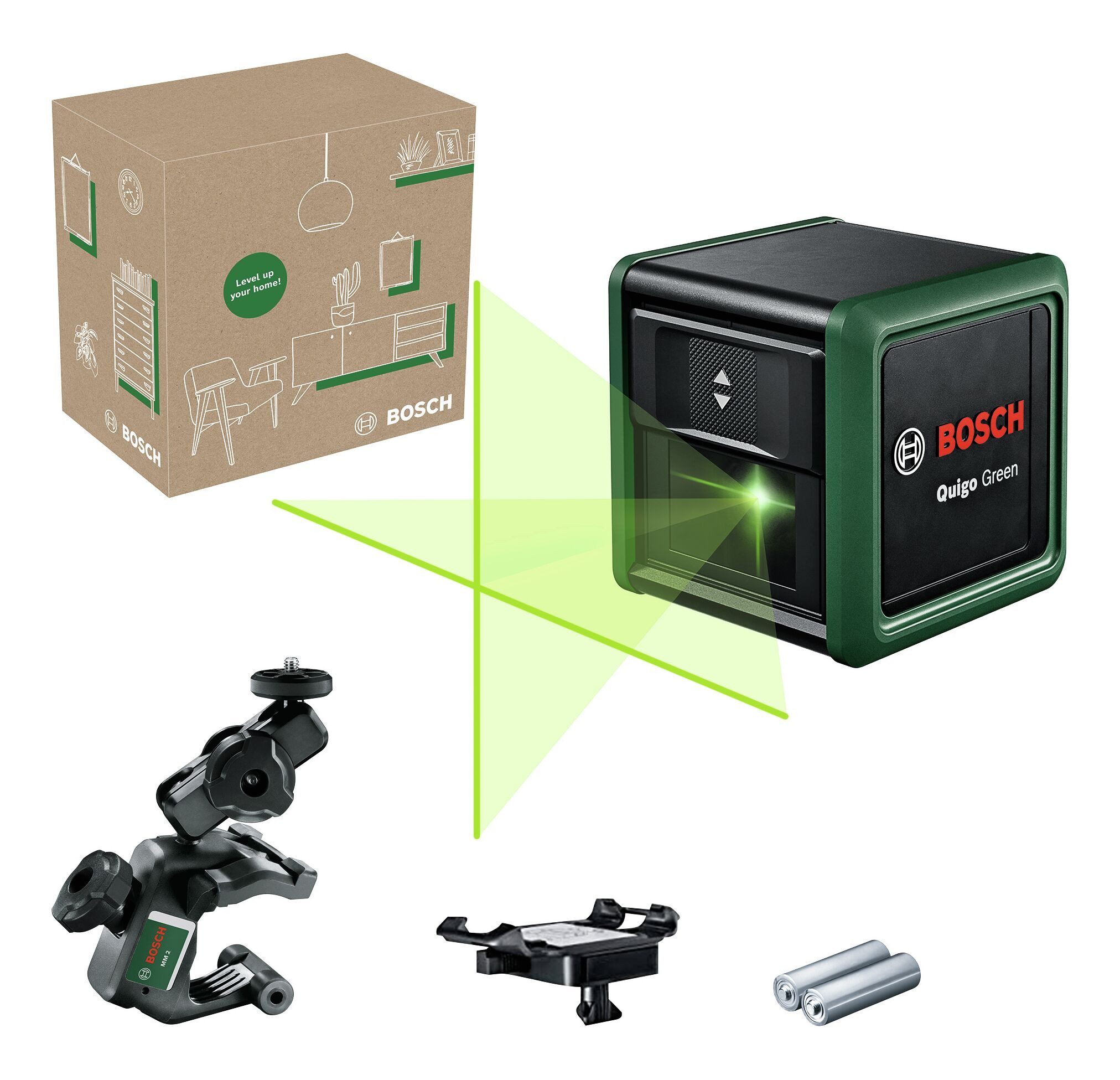 BOSCH Kreuzlinienlaser Quigo, Kreuzlinien-Laser Green - im eCommerce-Karton