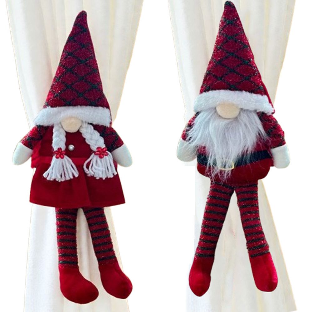 CLTYQ Raffhalter 2er-Set Weihnachtsvorhang-Bandhalter,Herr und Frau Gnom für Vorhänge, festliche Themen-Gurt-Clips,Ideal zur Dekoration von Zuhause
