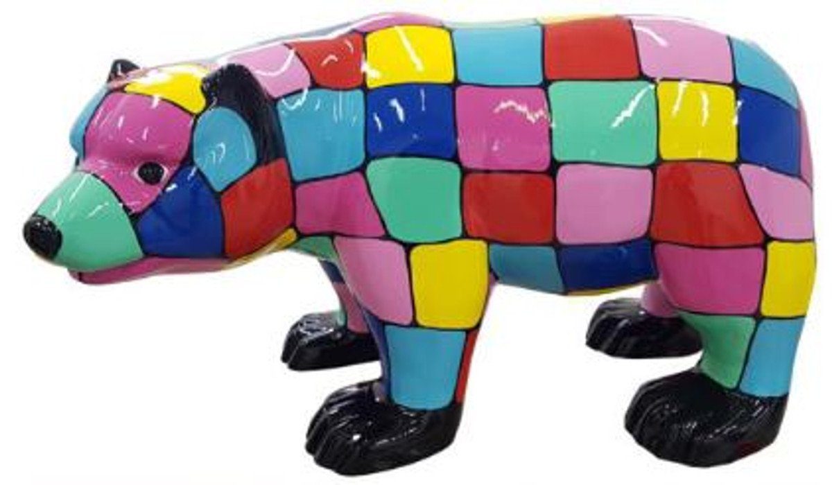 Skulptur Designer Dekofigur Bär Mehrfarbig 100 x H. 60 cm - Wetterbeständige Deko Skulptur - Wohnzimmer Deko - Garten Deko - Designer Deko Tierfigur