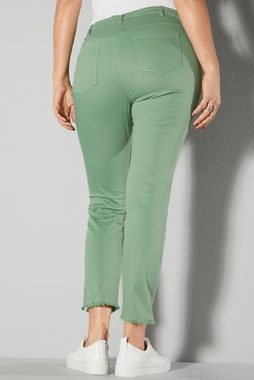 MIAMODA Röhrenjeans Jeans Slim Fit Fransensaum mit Schlitz 5-Pocket