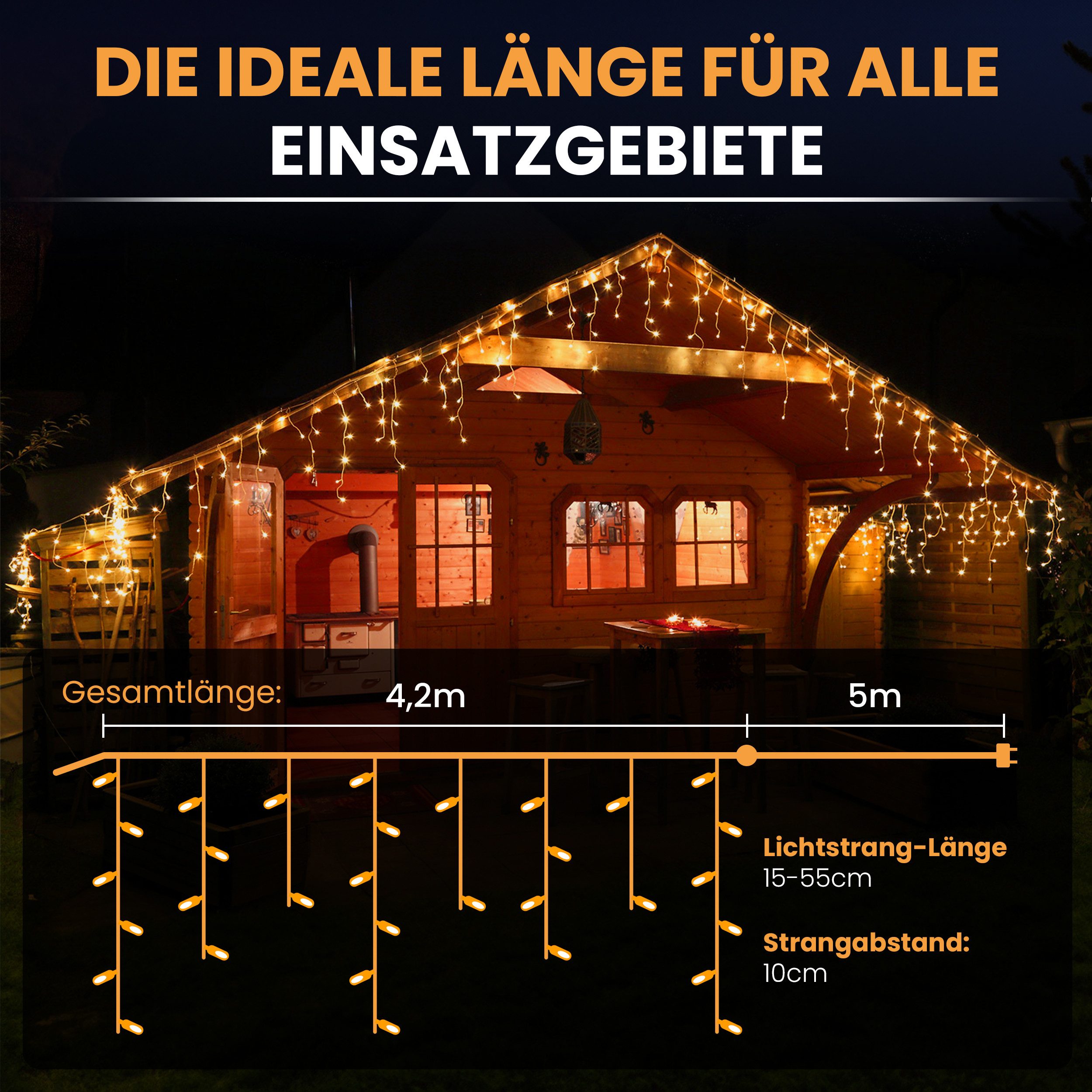 Gartenpirat LED-Lichterkette Eisregen mit Flashing-Effekt Weihnachtsdeko für außen mit Timer – Bild 4 von 5