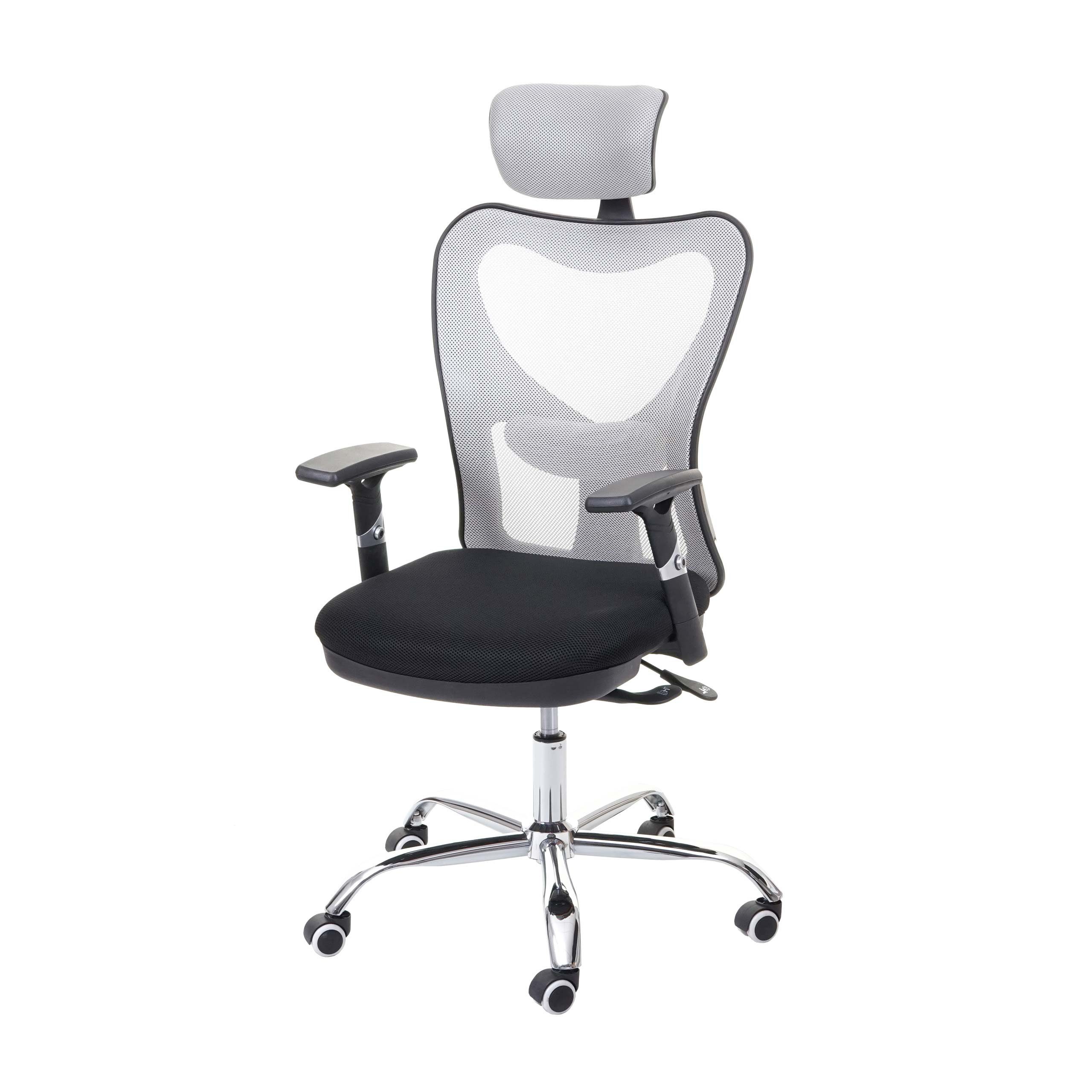 MCW Schreibtischstuhl MCW-F13, Armlehnen verstellbar, Sliding Funktion Sitzfläche, Netzbespannung schwarz/grau