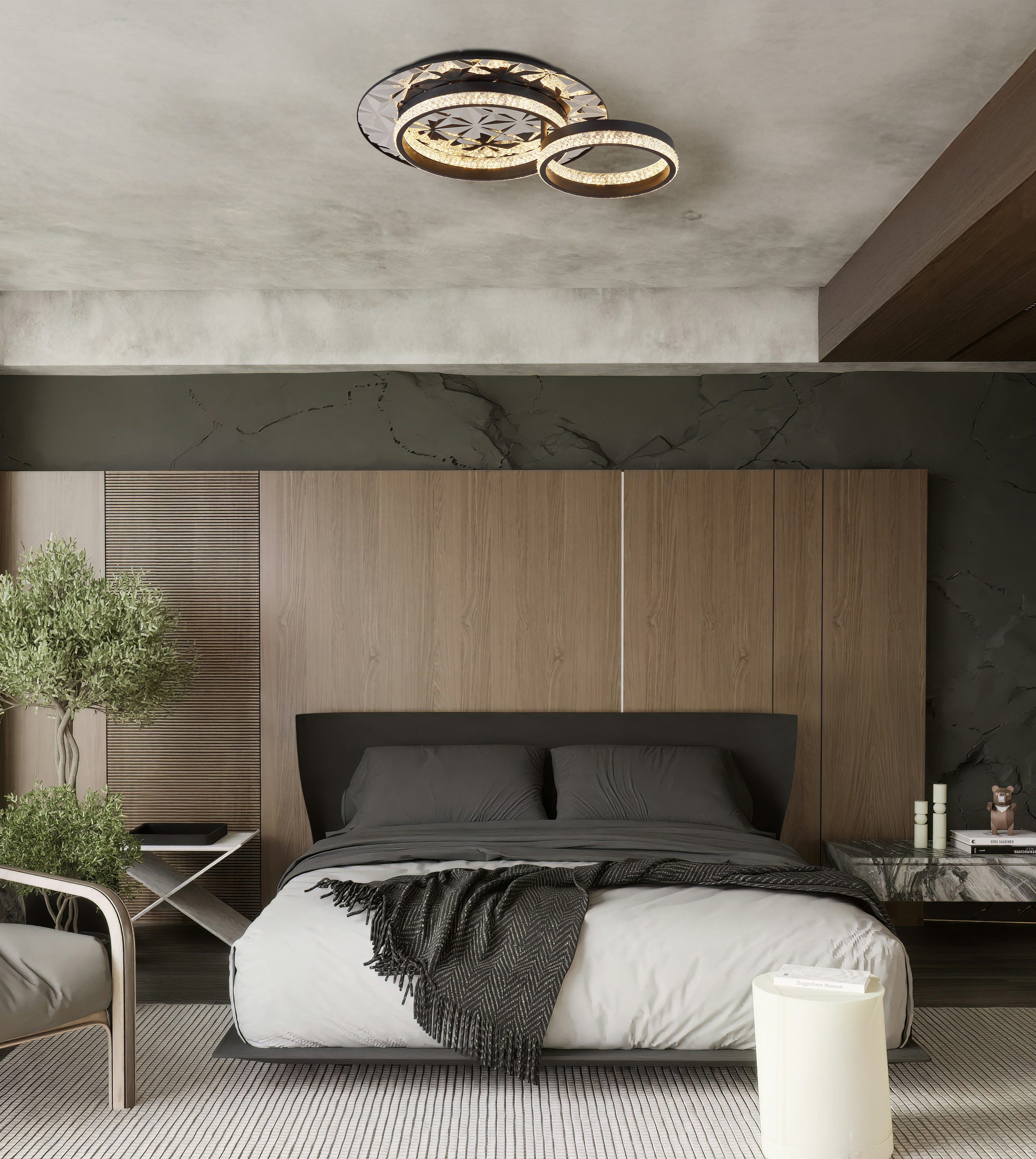 GLOBO LIGHTING Deckenleuchte DELLA II, LED fest integriert, Warmweiß, Deckenlampe Wohnzimmer-Leuchte Schlafzimmer-Leuchte Flur Küche