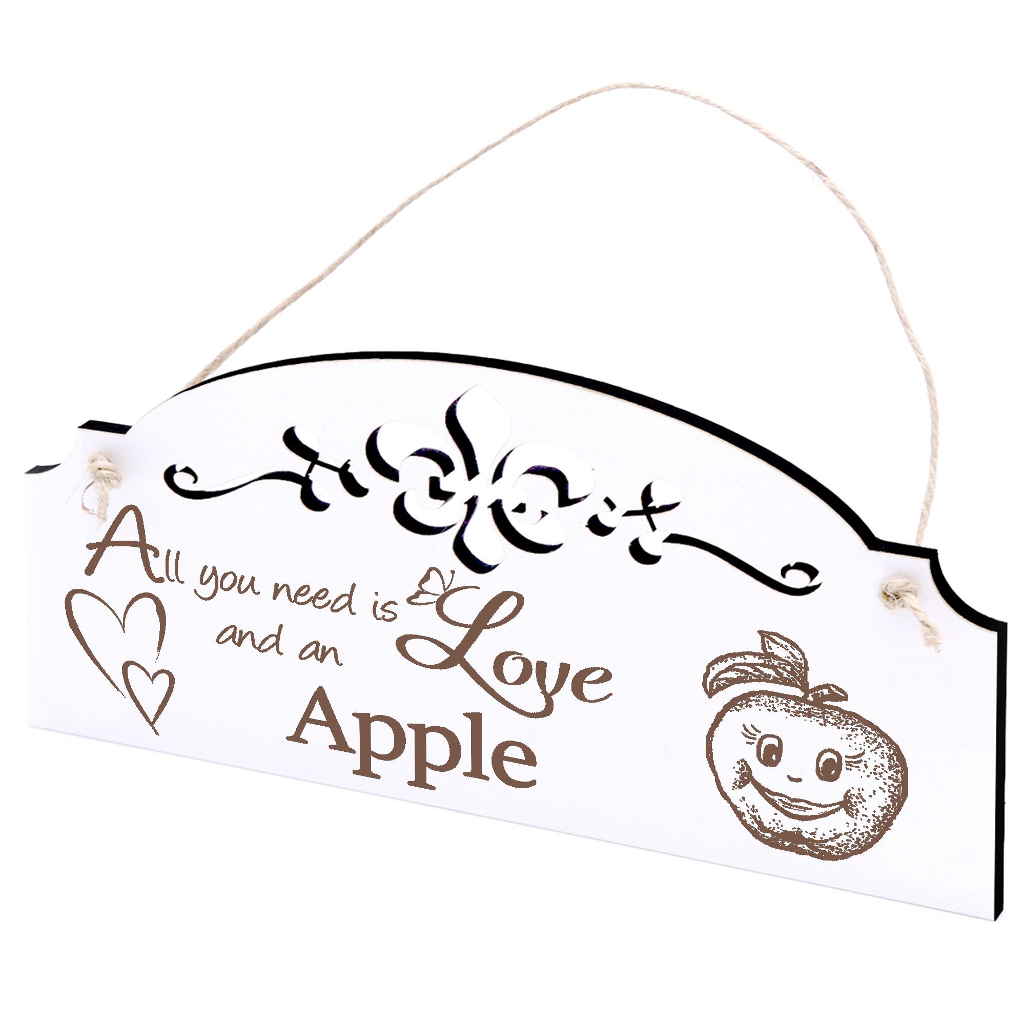 Dekolando Hängedekoration Apfel mit Gesicht Deko 20x10cm All you need is Love