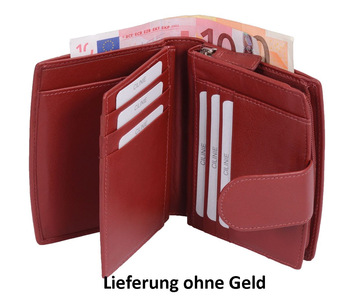 Geldbörse Cilinie Leder-Reißverschlussbörse, rot