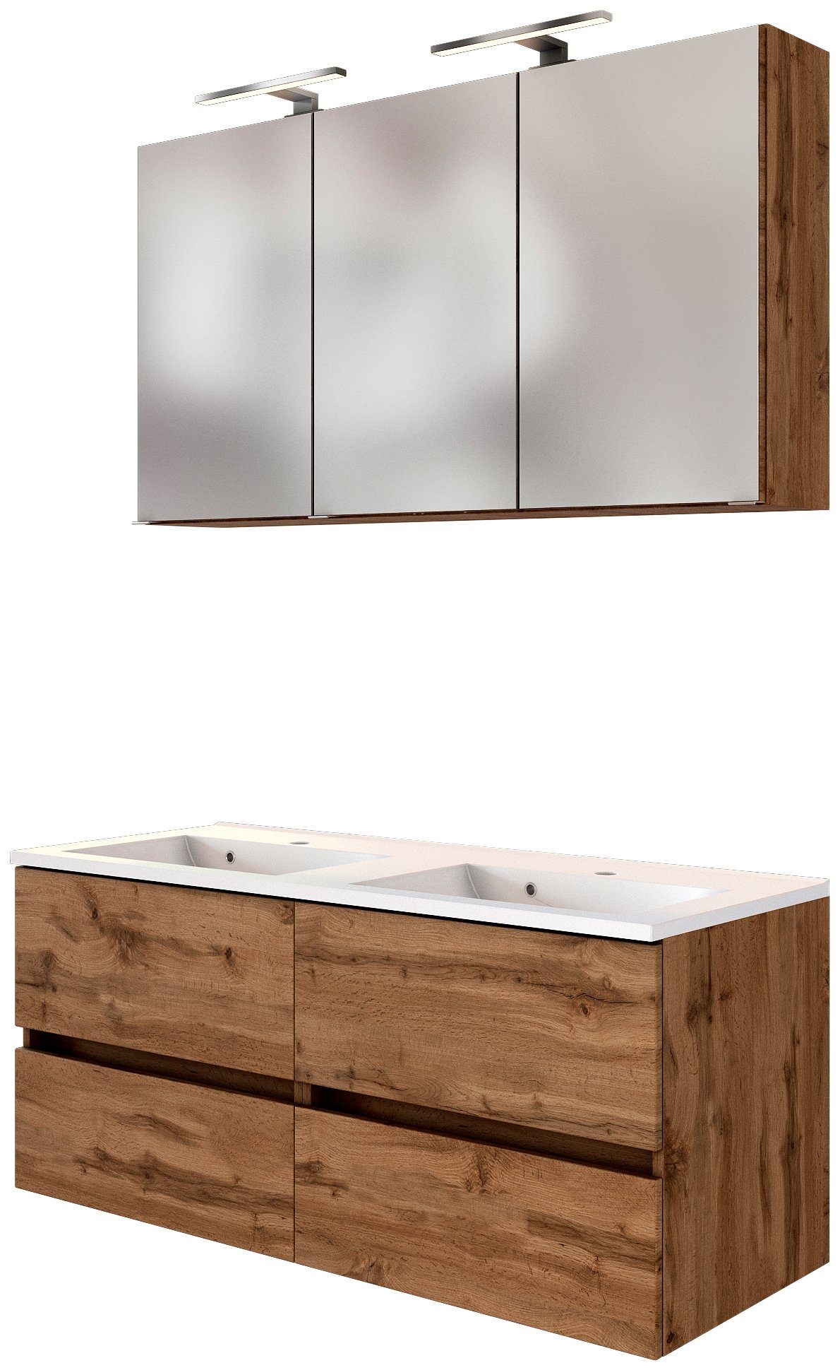 welltime Badmöbel-Set Baabe, (Set, 2-St), Breite 120 cm, inkl. Mineralgussbecken