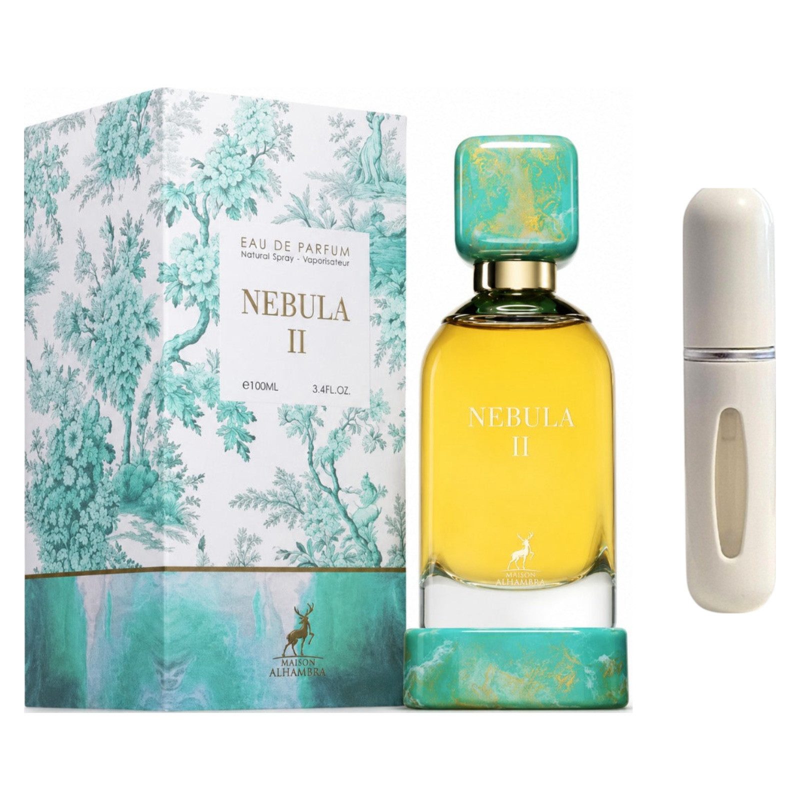 Maison Alhambra Duft-Set Nebula II EDP – Orientalisch Blumig + Parfümzerstäuber (leer)