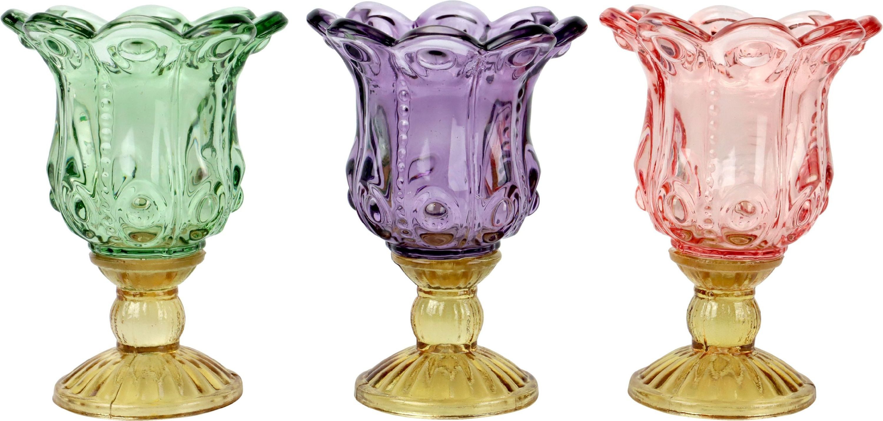 FURNARO Dekoobjekt (3-tlg), aus edlem Glas in dekorativen Farben handgefertigt ca. 15cm
