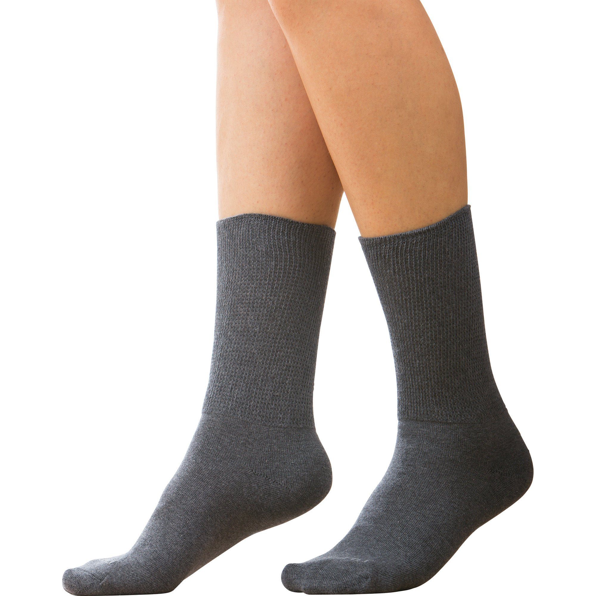 Camano Socken Unisex-Socken 2 Paar Softbund grau meliert mit Uni