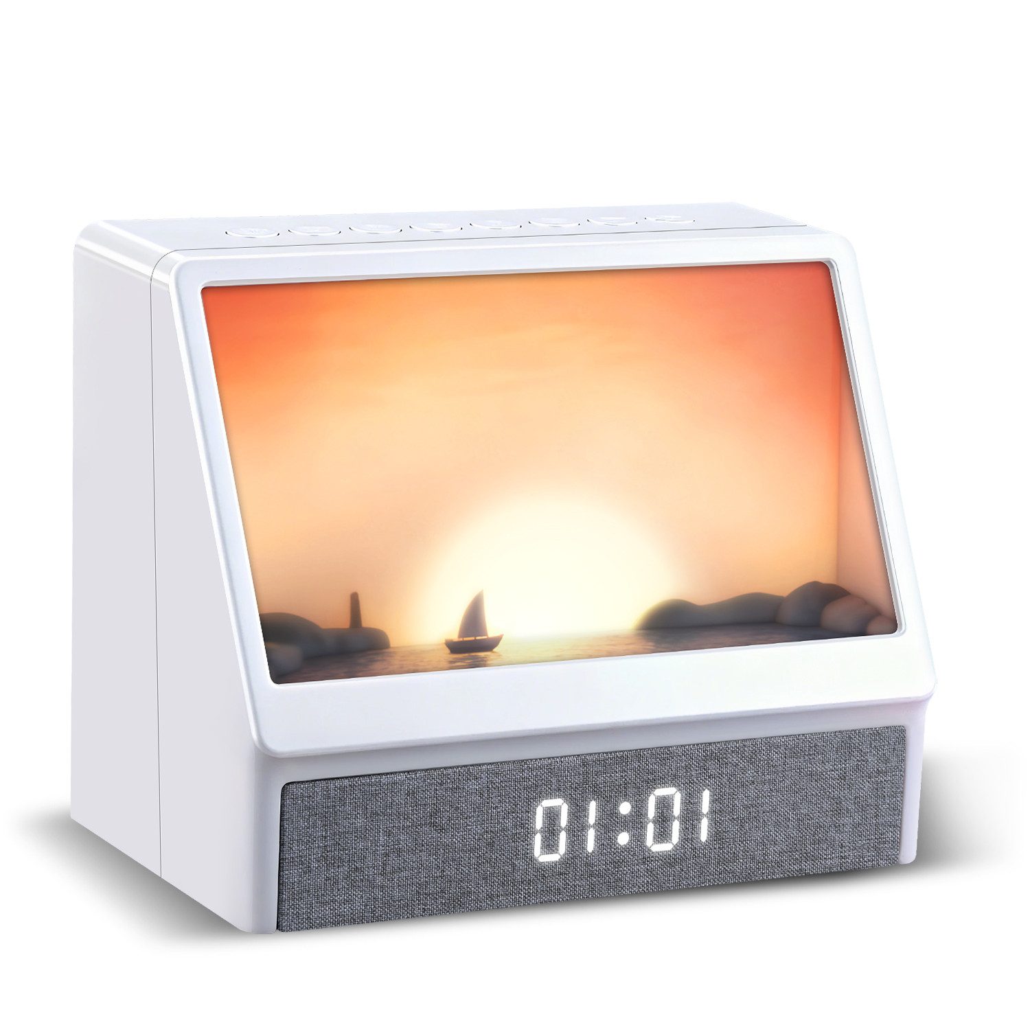 JVJH Wecker Tageslichtwecker mit 12 Naturgeräuschen,Sonnenaufgang Wecker, 6 farbige Licht,Bluetooth 5.0, Geschenke für Frauen Männer Teens