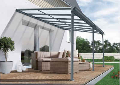 osoltus Vordach osoltus Alu Terrassenüberdachung Terrassendach Veranda grau 435x300 cm