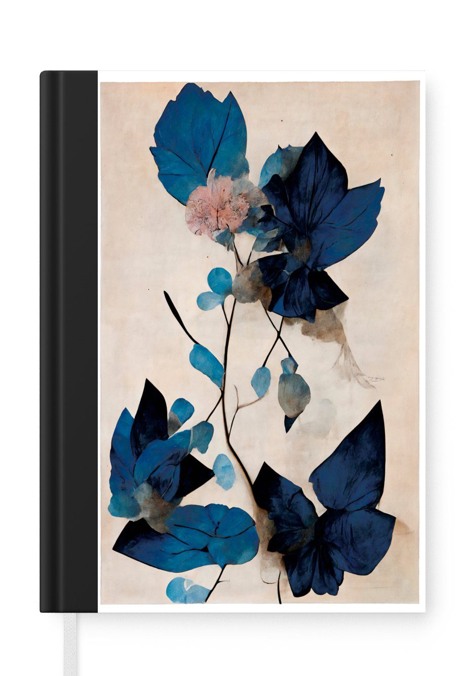 Haushaltsbuch Blau Seiten, 98 Pflanzen Blätter - Notizheft, Tagebuch, Journal, Merkzettel, - Blumen, - Notizbuch MuchoWow A5,