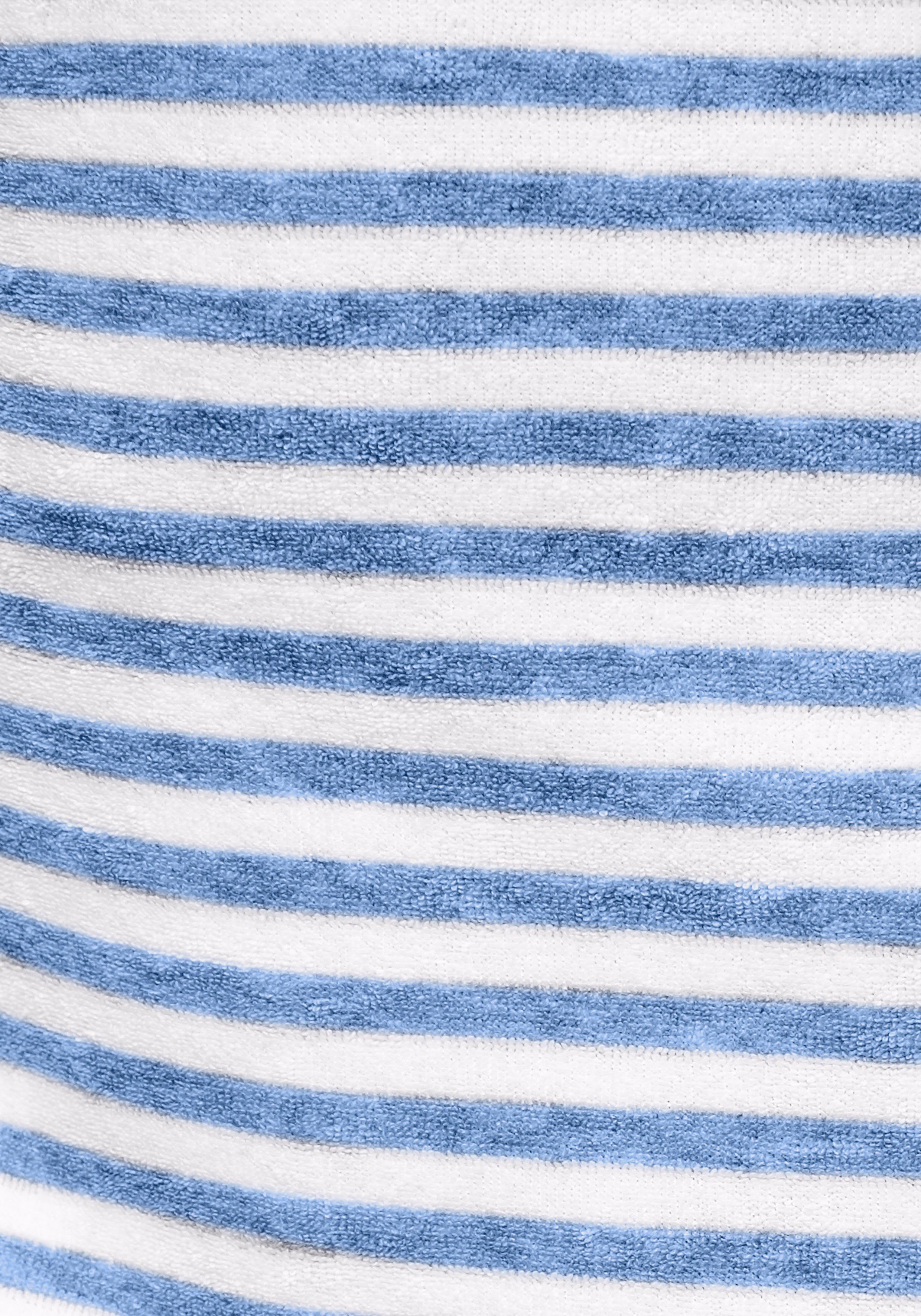 KangaROOS Damenbademantel Luana, ideal für Sauna & Spa, Hotelbademantel, Morgenmantel, Kurzform, Leichtfrottier, Kapuze, Gürtel, Streifen - Bademantel für Damen, gestreift, XS-3XL