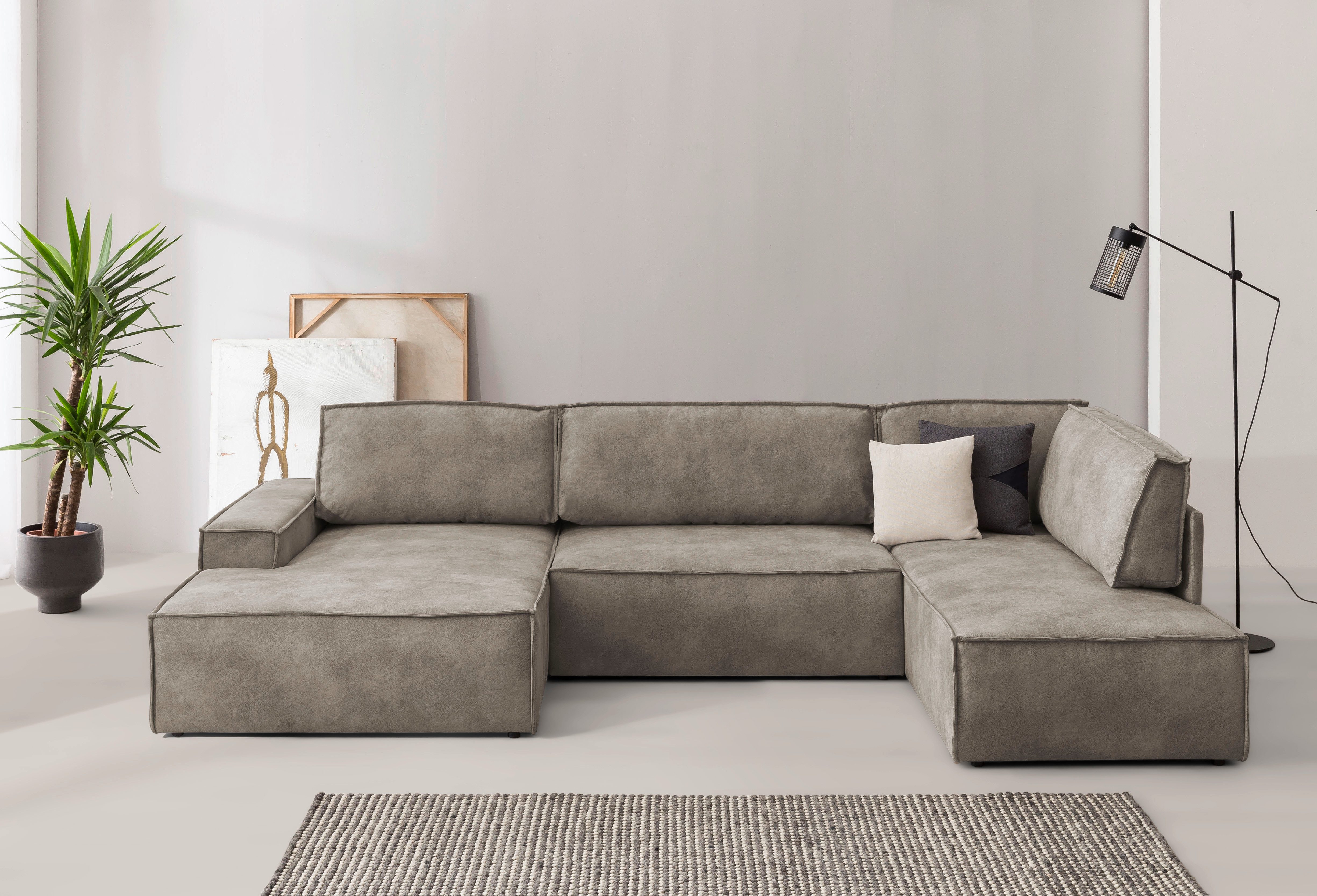 Home affaire Wohnlandschaft "SHERWOOD 329 cm, U-Form, Schlafsofa,", Schlaff günstig online kaufen
