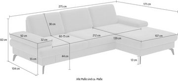 sit&more Ecksofa Morris L-Form inkl. Sitztiefenverstellung, wahlweise mit Bettfunktion, Bettkasten und Armteilverstellung
