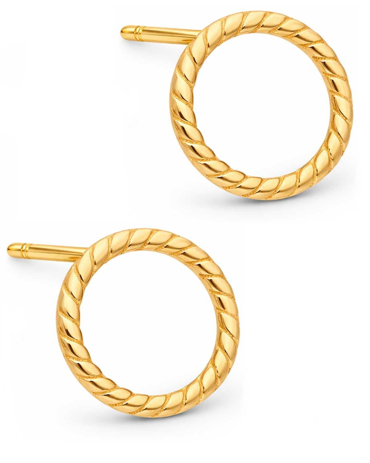 Paar Ohrstecker Runde Kreis Gold Ohrringe 925 Silber 18k Gelbgold vergoldet