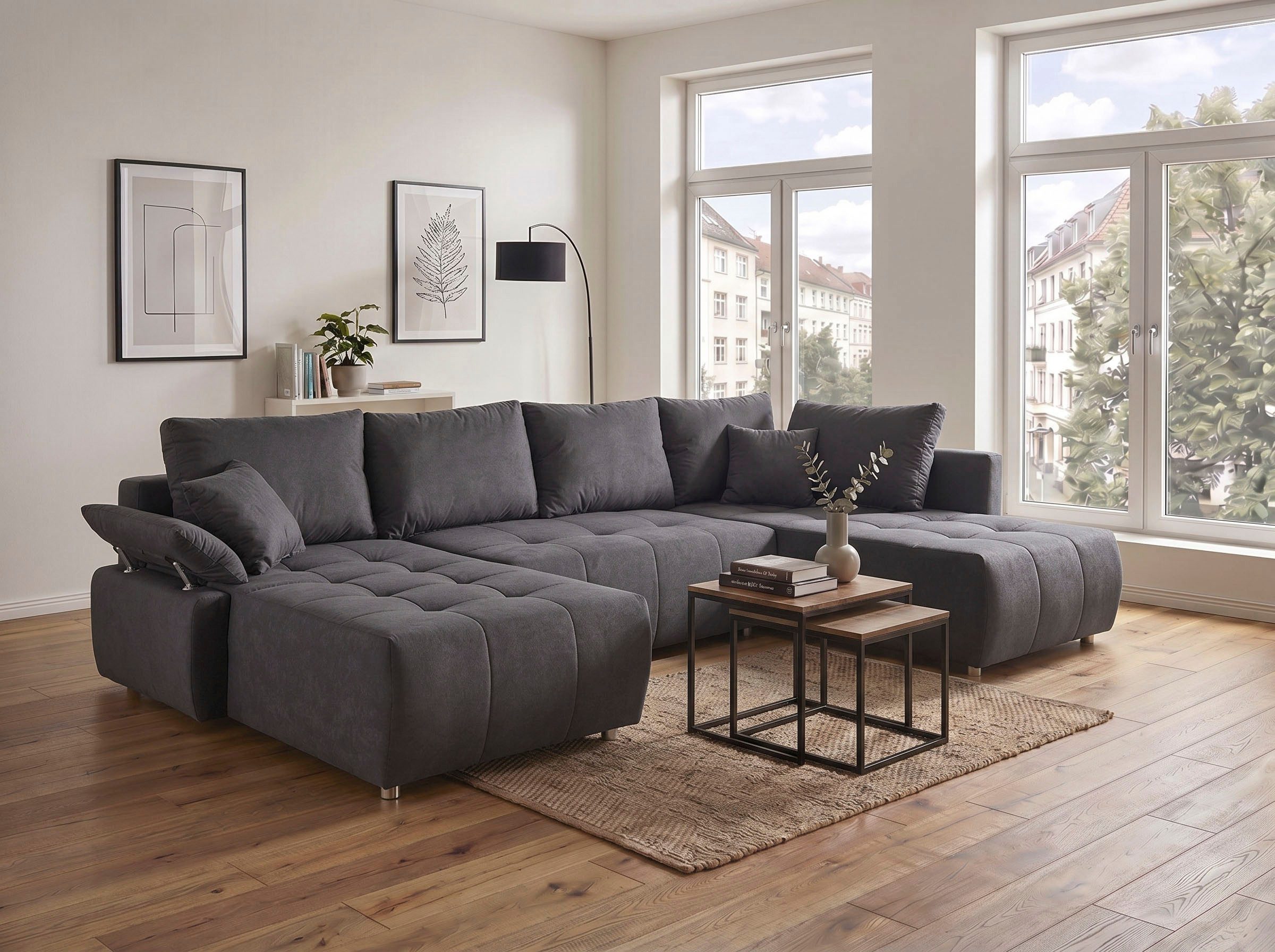 COLLECTION AB Wohnlandschaft Funtastic U-Form, B:288 cm, Schlaffunktion, Bettkasten, auch in Cord, Schlaffunktion, Bonnelfederkern, Rückenkissen, Armteilverstellung