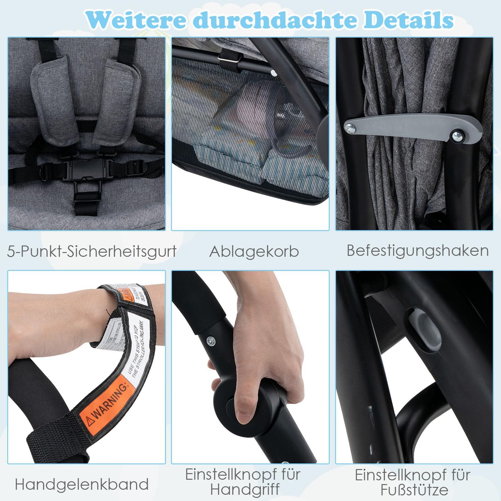 COSTWAY Geschwisterwagen - Bild 4