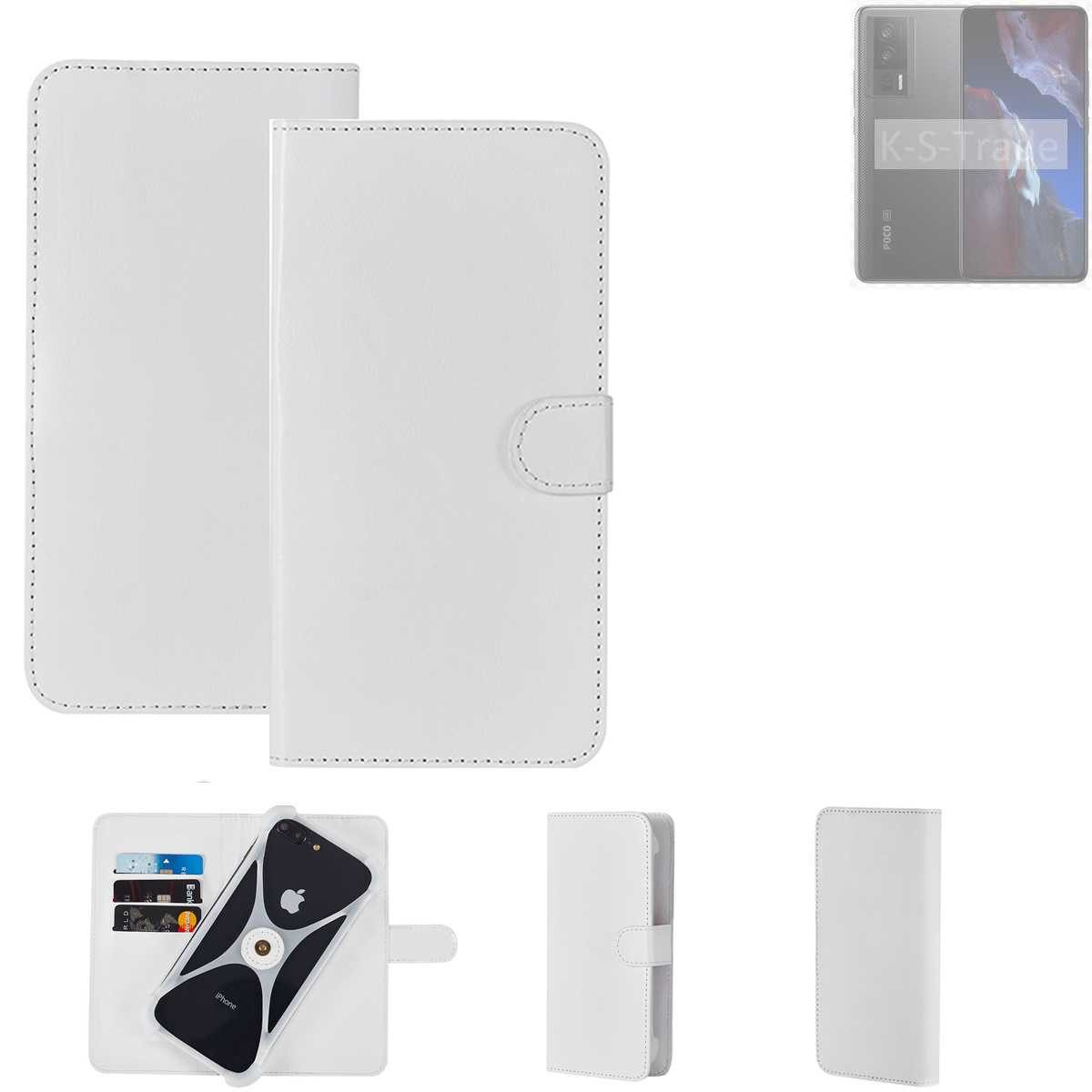 K-S-Trade Handyhülle für POCO F5 Pro, Handy Hülle Schutz Hülle Cover Case Bookstyle Bumper weiß 1x